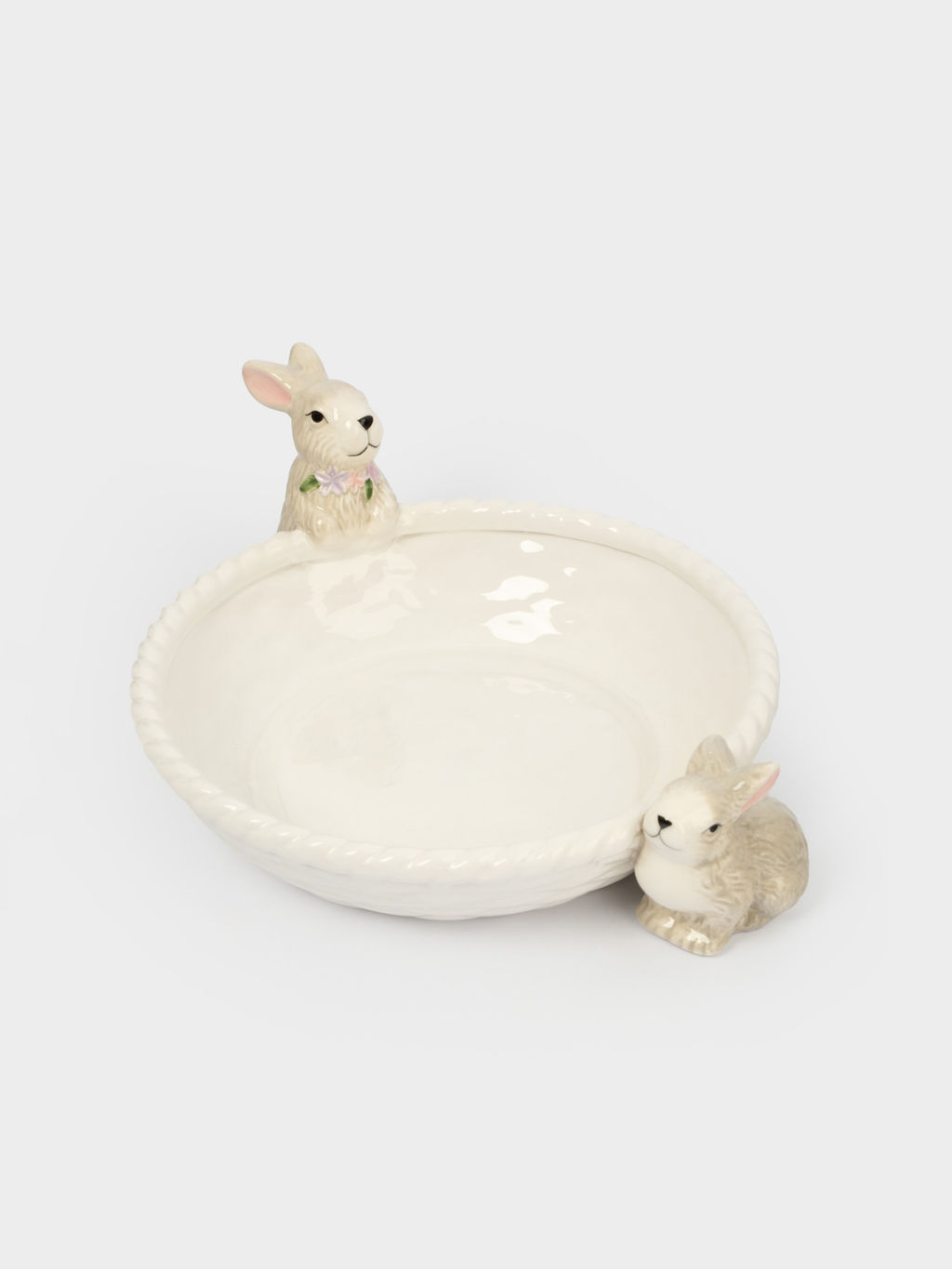 Ваза для фруктов, 26х6 см, керамика, молочно-серая, Кролики с корзинкой, Brown Rabbit - Anna lafarg фото 4