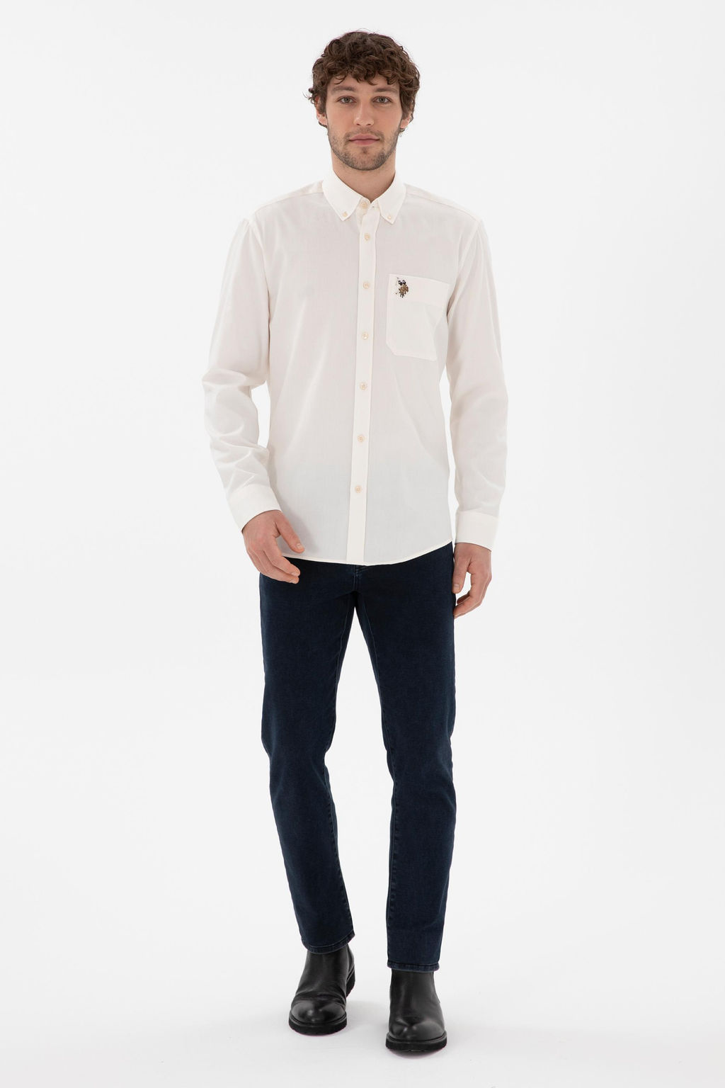 Мужская кремовая рубашка с длинным рукавом 1 бесплатно для 1 зоны в рубашках - U.s. polo assn фото 4