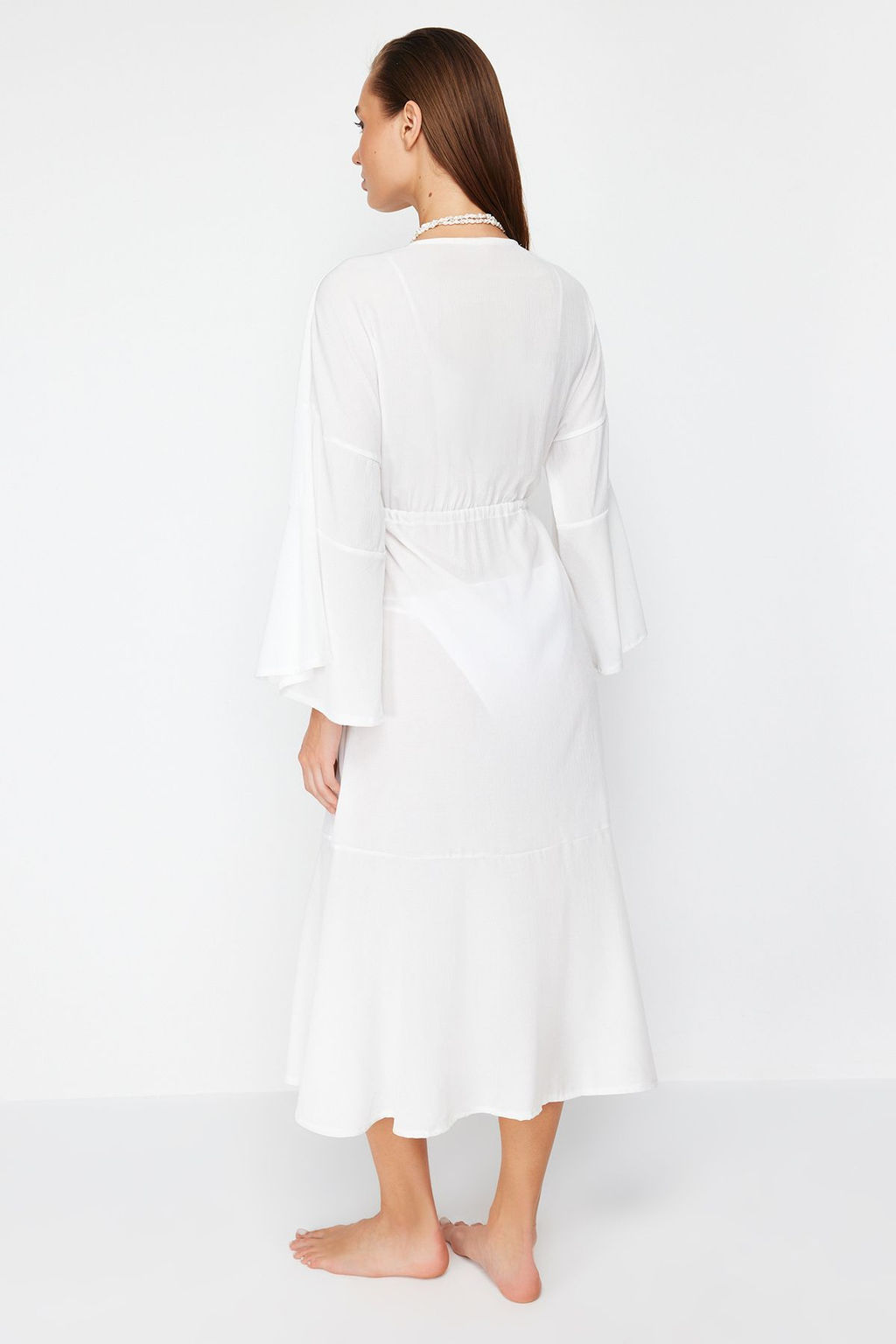 Yag Yesil Maxi Dokuma Buzgulu Plaj Kimono&Kaftan TBESS23KM00105 - Trendyolmilla фото 14