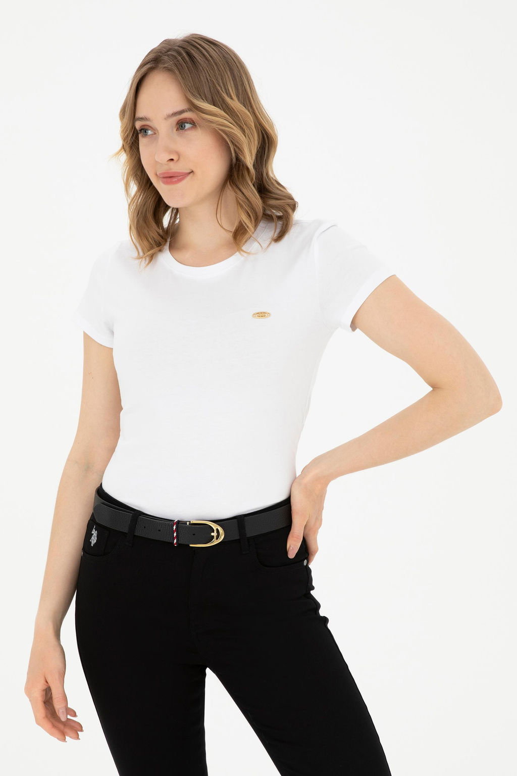 Женская белая базовая футболка - U.s. polo assn фото 3