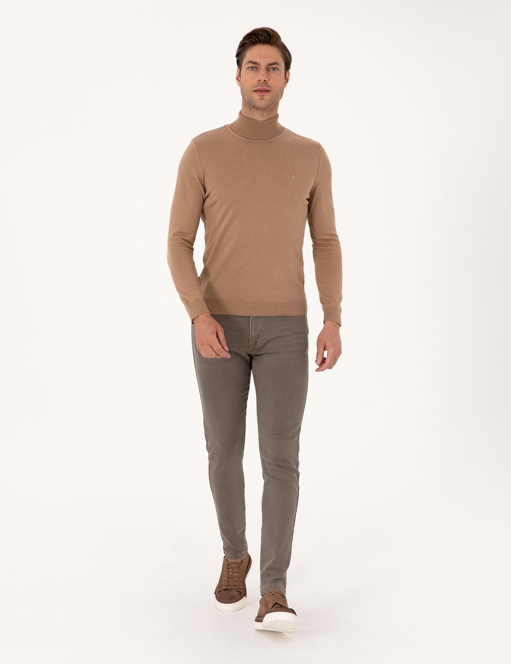 Camel Slim Fit Bal_k__ Yaka Basic Triko Kazak - Pierre cardin фото 4