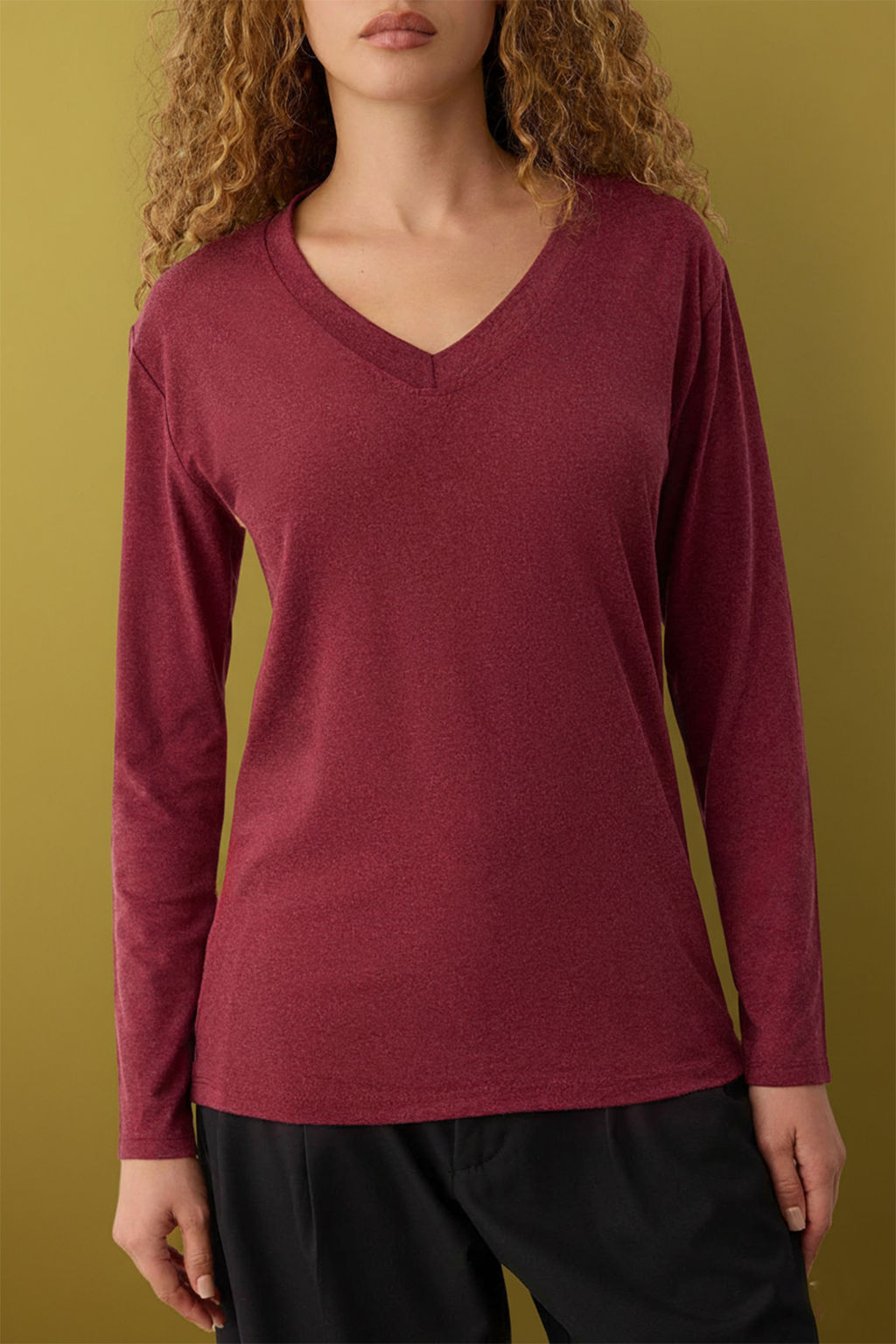 Kahverengi V Yaka Dokumlu Esnek Orme Bluz TWOAW26BZ00139 - Trendyolmilla фото 22