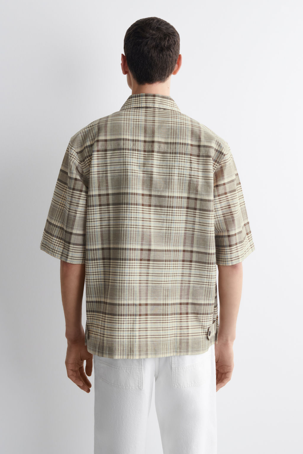 CAMISA DE MANGA CORTA DE CUADROS EN MEZCLA DE LINO - H&m фото 4