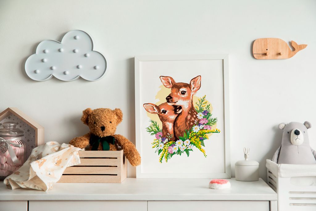 ФРЕЯ PNB/PM-017 Набор для раскрашивания по номерам 40 х 30 см Оленята в цветах