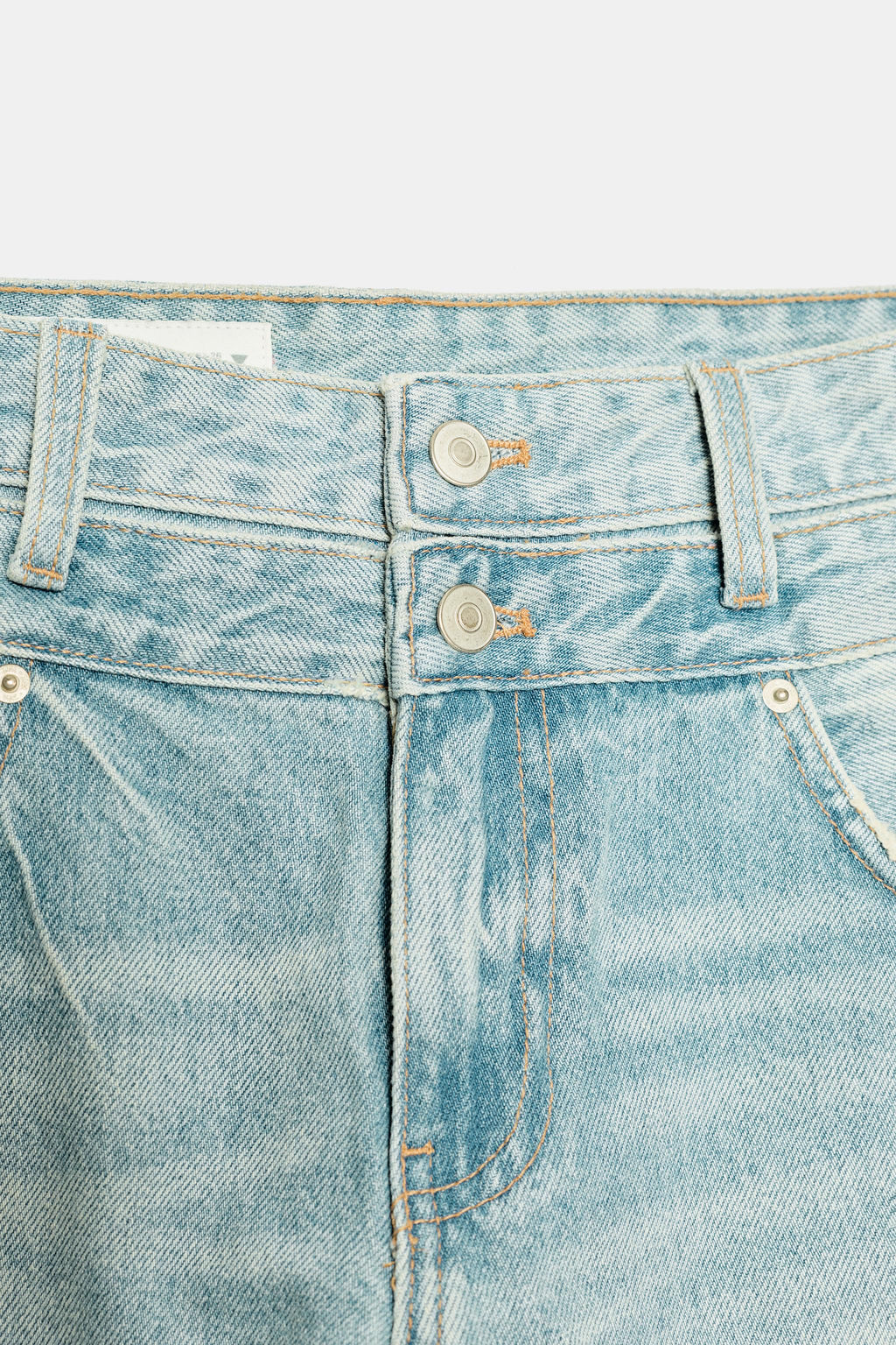 JEANS TRF RECTOS CINTURILLA DOBLE TIRO MEDIO / Azul claro