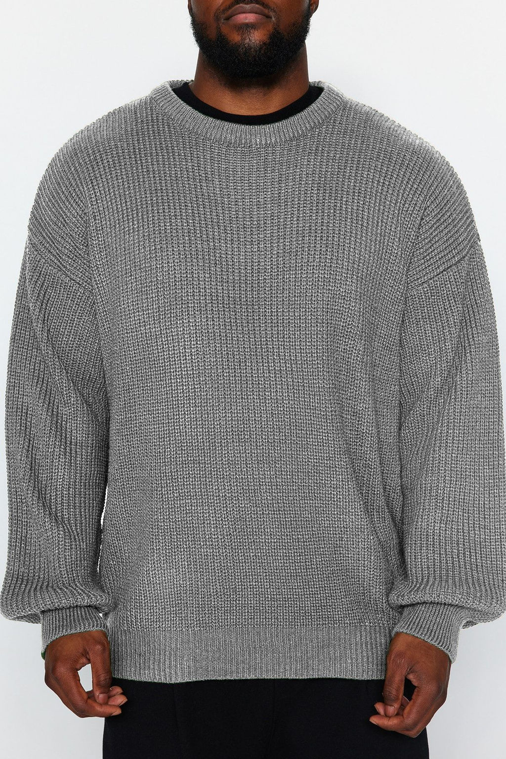 TRENDYOL MAN Lacivert Buyuk Beden Oversize Fit Genis Kal?p Bisiklet Yaka Basic Triko Kazak TMNAW24AN00001 - Trendyolmilla фото 11