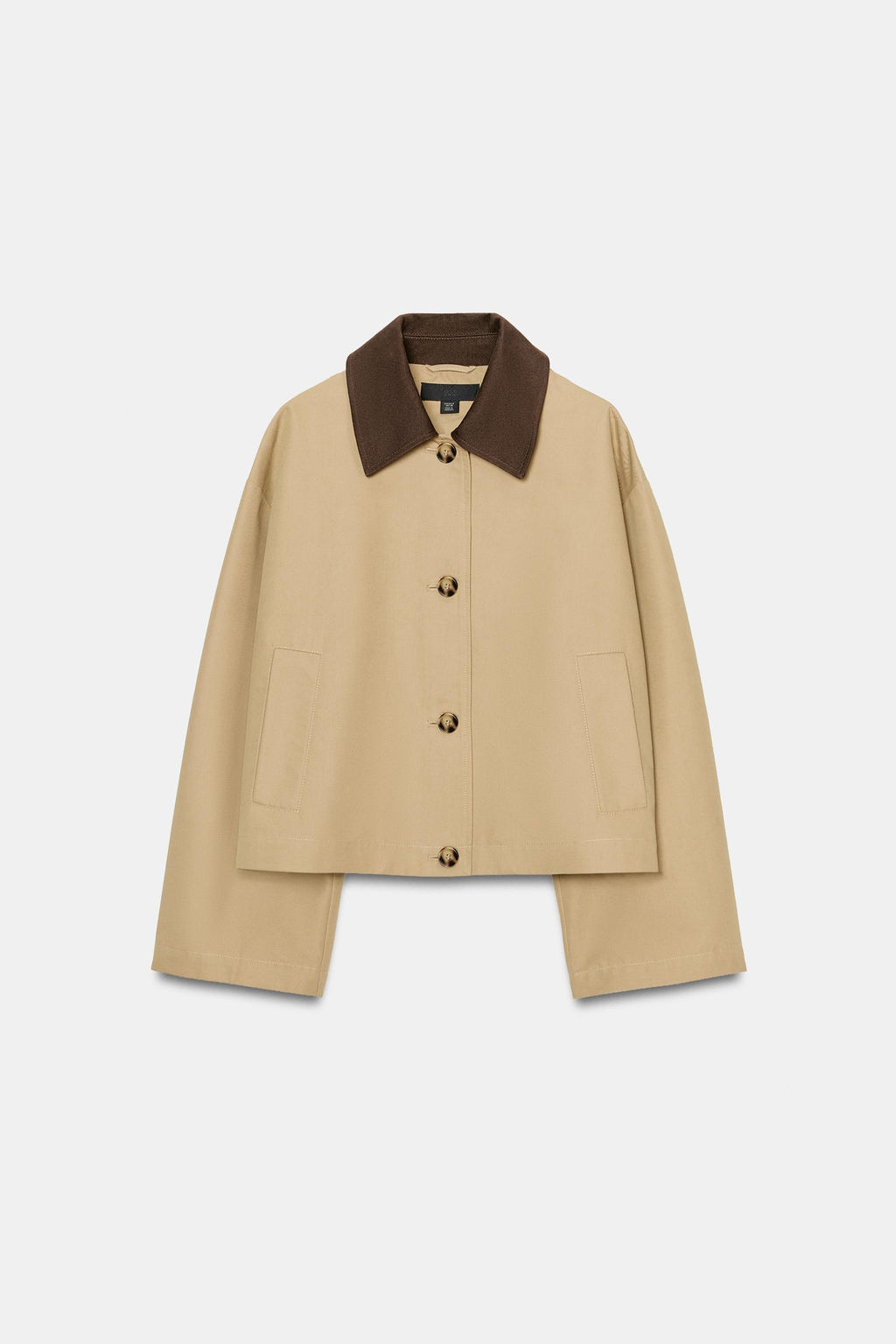 TRENCH CORTA CUELLO COMBINADO / Tostado - Zara фото 7