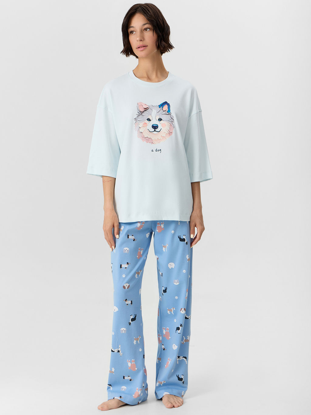 Комплект Mark Formelle женский футболка и брюки голубой хлопок