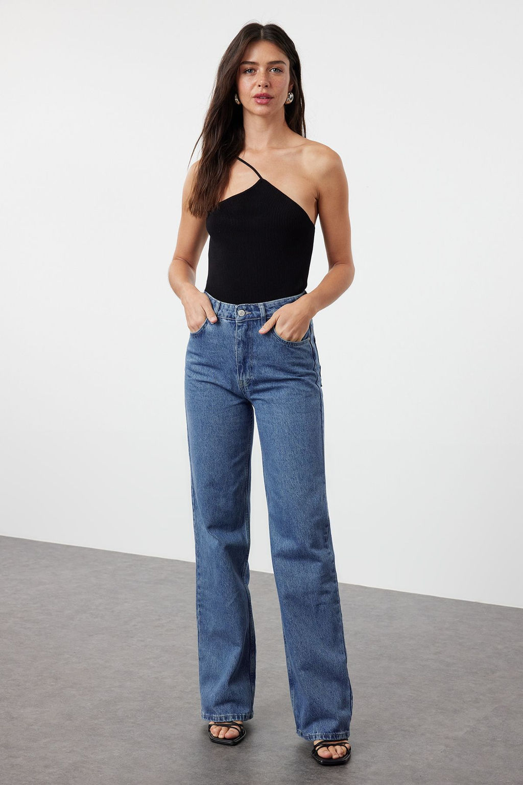 TRENDYOLMILLA Ac?k Mavi Yuksek Bel Wide Leg Jeans TWOSS23JE00068  фото 2