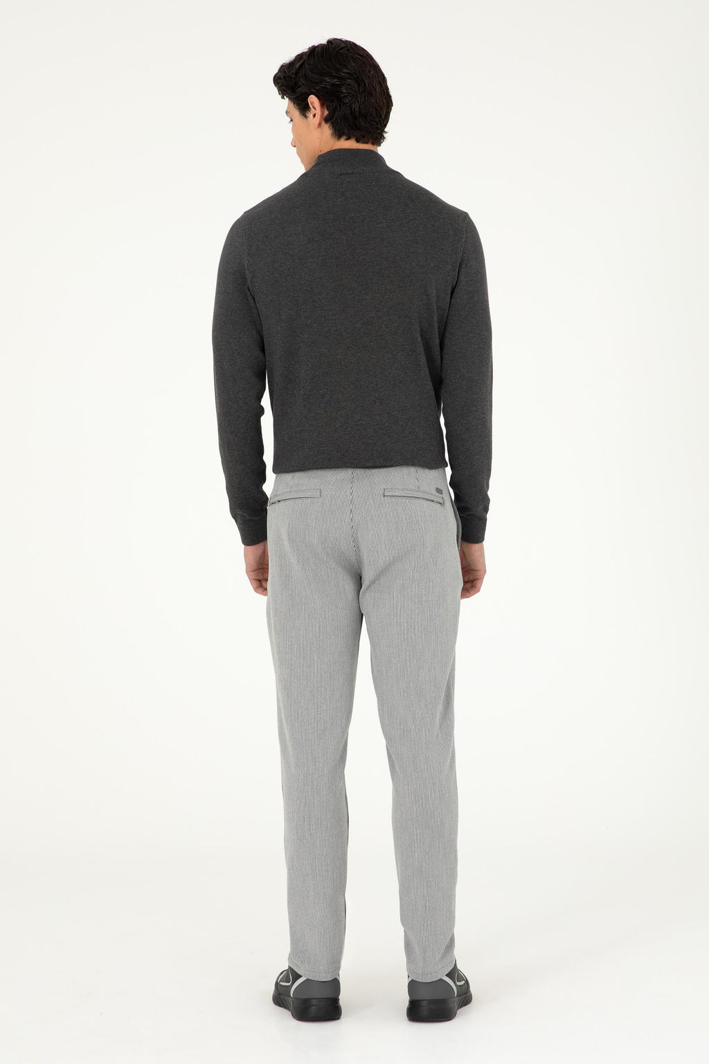 Erkek Slim Fit Gri Kanvas Pantolon