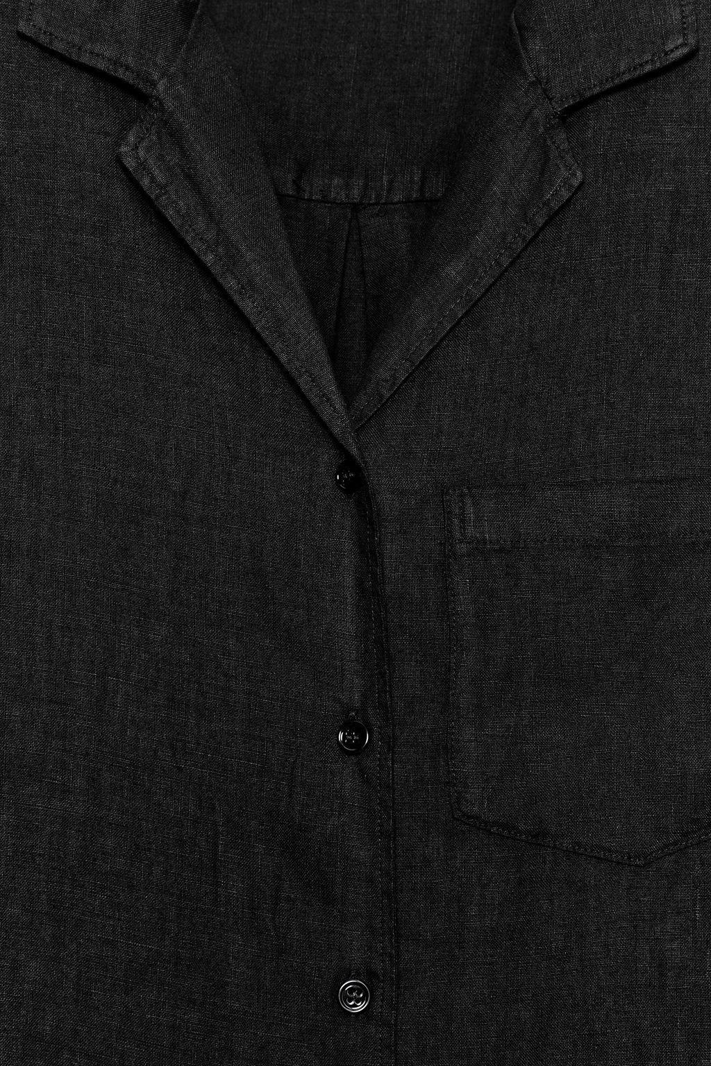 CAMISA LINO 100% BOLSILLO ZW COLLECTION / Negro - Zara фото 8