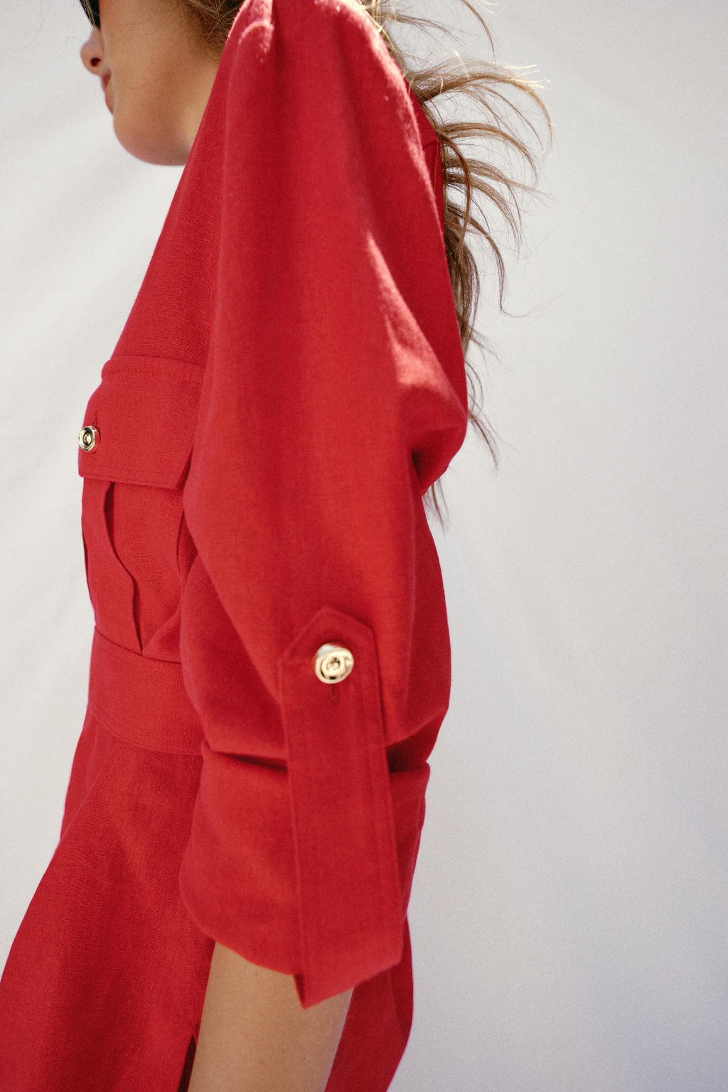 CHAQUETA SAFARI CON LINO CINTUR?N / Rojo - Zara фото 6
