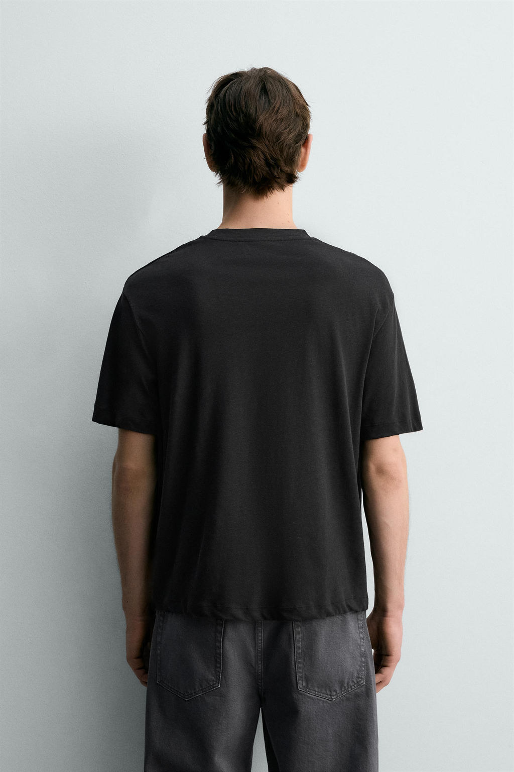 CAMISETA RELAXED FIT ALGOD?N - LINO / Negro - Zara фото 3