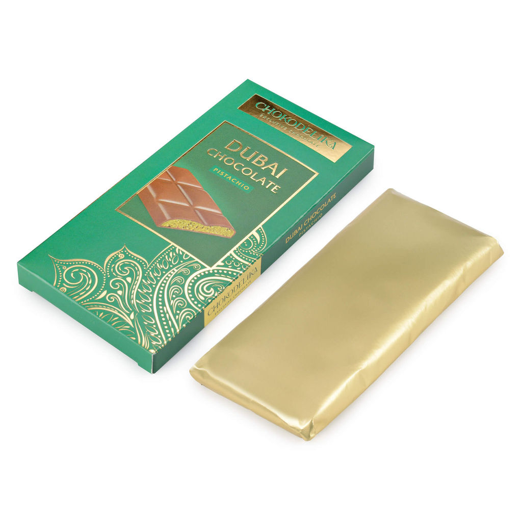 Шоколад молочный Dubai Pistachio с начинкой из фисташки, 50 гр - Chokodelika фото 3
