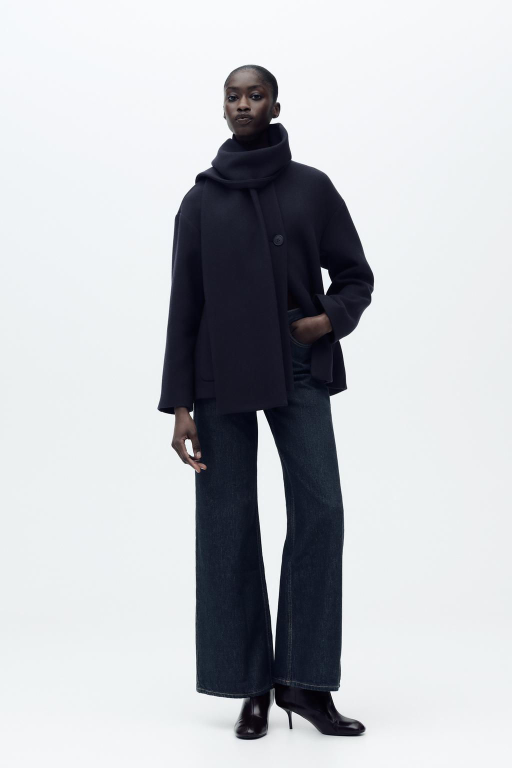 WOOL COAT WITH SCARF - Zara фото 9