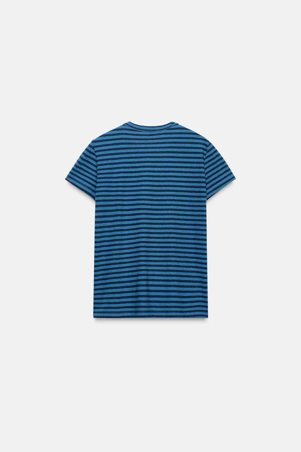 CAMISETA RAYAS ALGOD?N Y LINO / Azul / ?ndigo