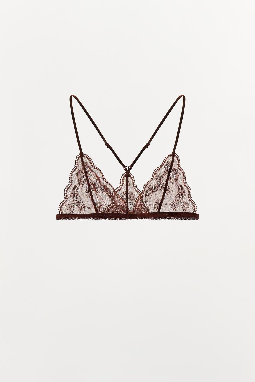 FLORAL LACE TRIANGLE BRALETTE - Zara фото 6