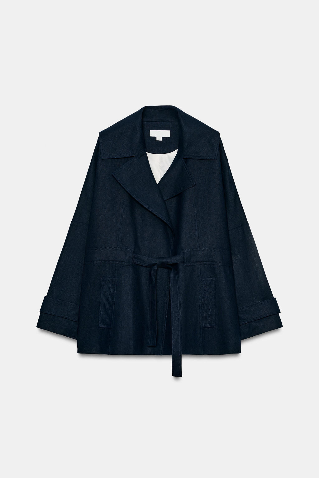 CHAQUETA TRENCH CON LINO CINTUR?N / Marino - Zara фото 8