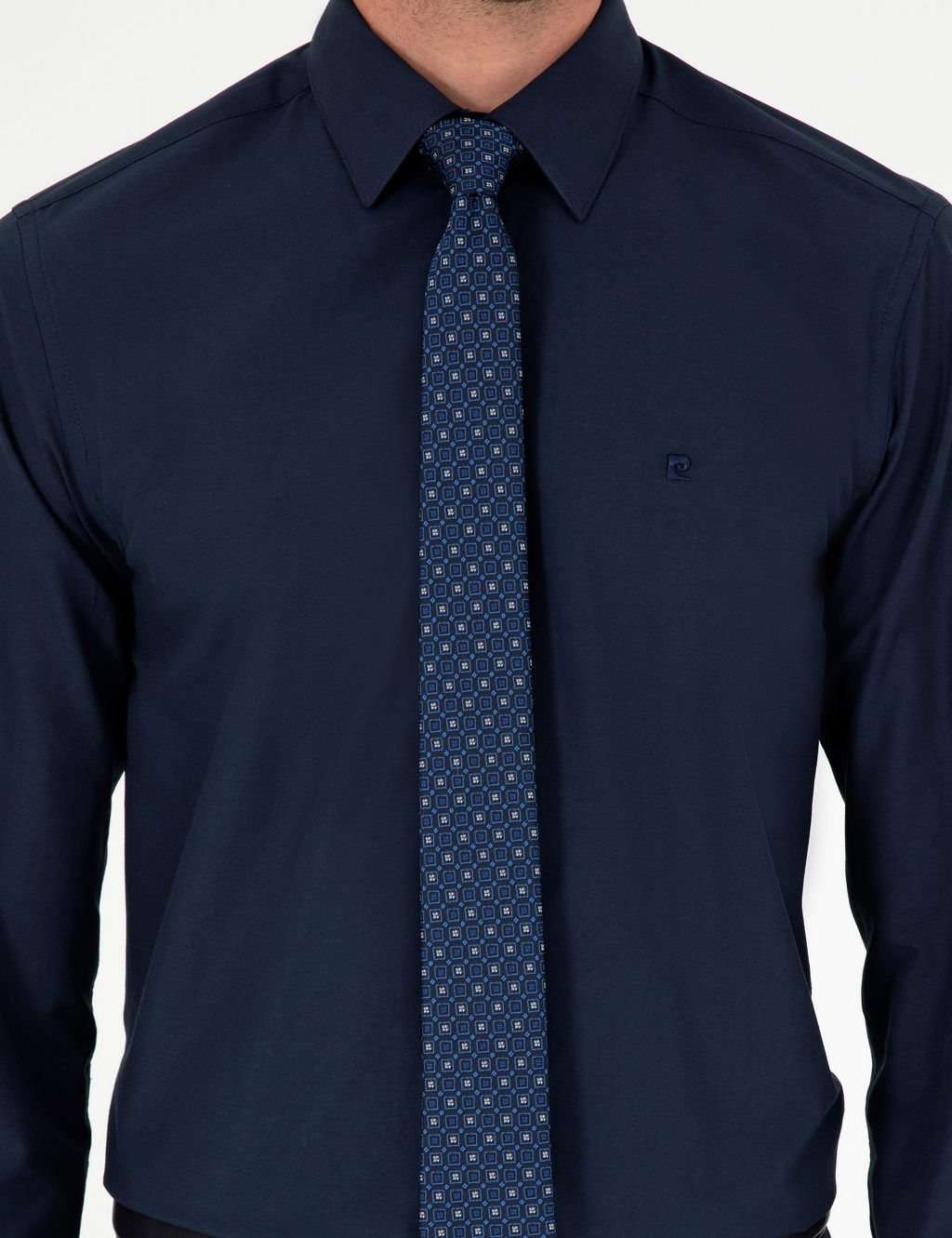 Lacivert Slim Fit Uzun Kollu Basic G_mlek