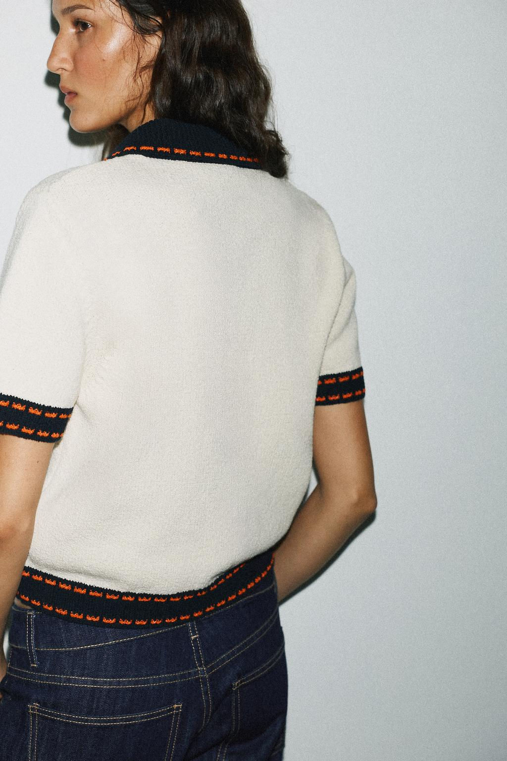 STITCHED KNIT CARDIGAN WITH SHORT SLEEVES - Zara фото 5