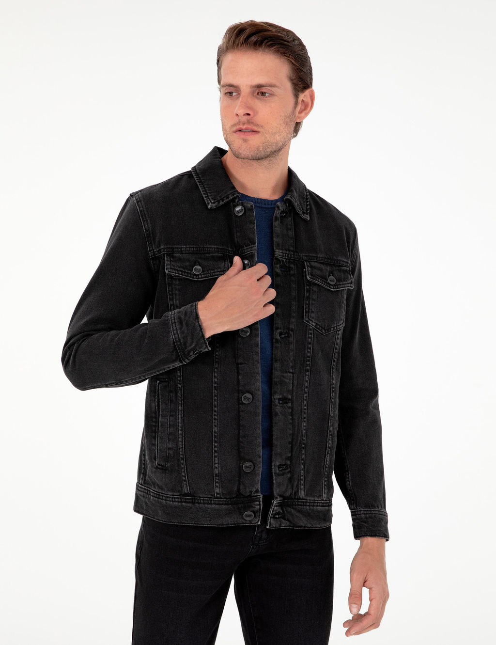 Siyah Slim Fit Jean Ceket - Pierre cardin фото 3