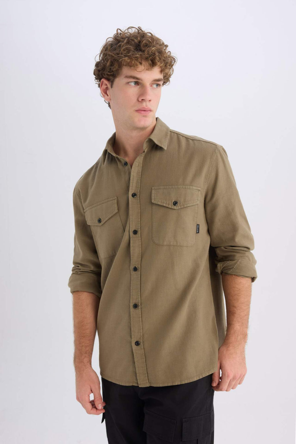 Regular Fit Polo Yaka Basic Duz Pamuklu Uzun Kollu Gomlek - Defacto фото 11