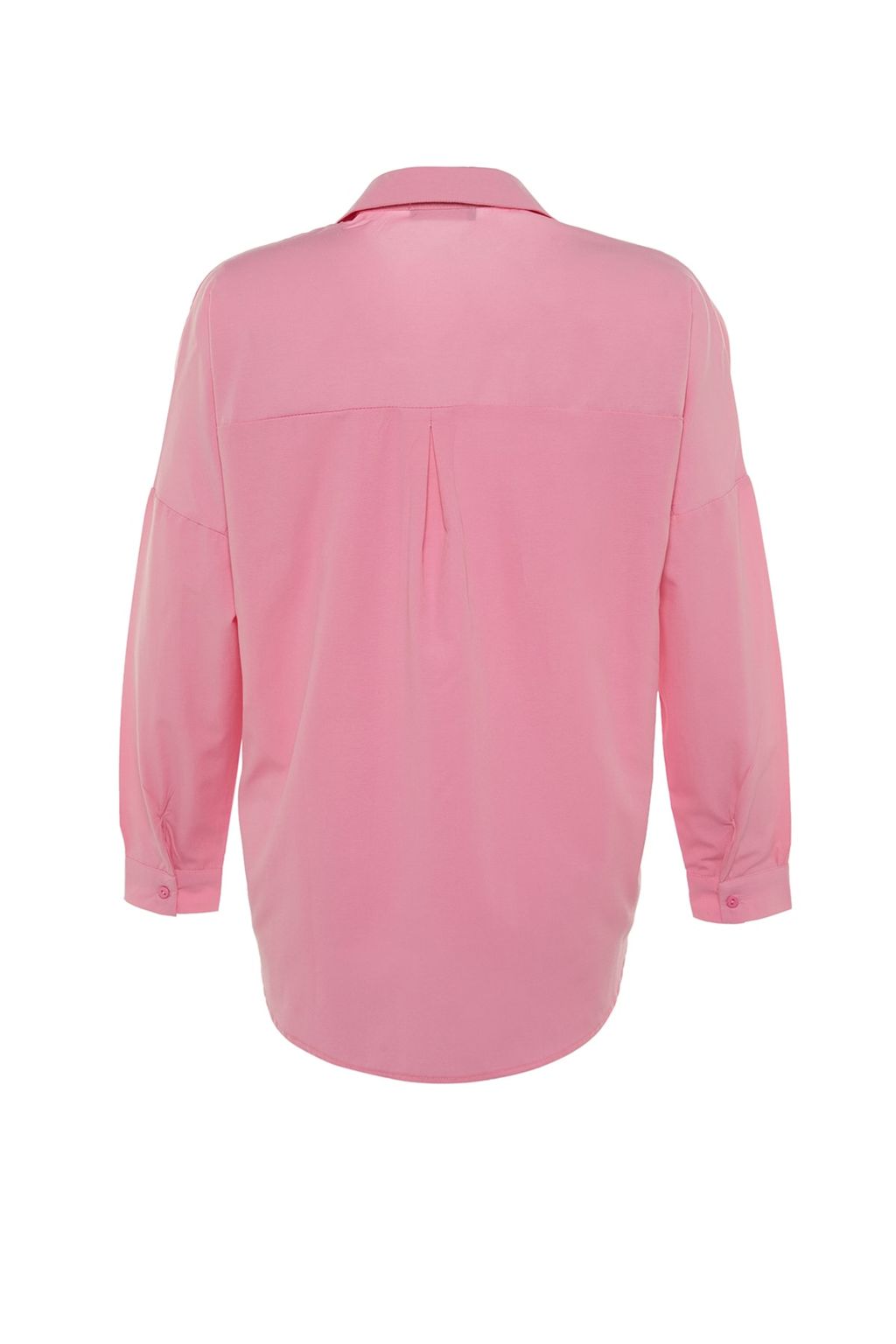 Pembe Pamuklu Oversize Genis Kal?p Dokuma Gomlek TWOSS22GO0669