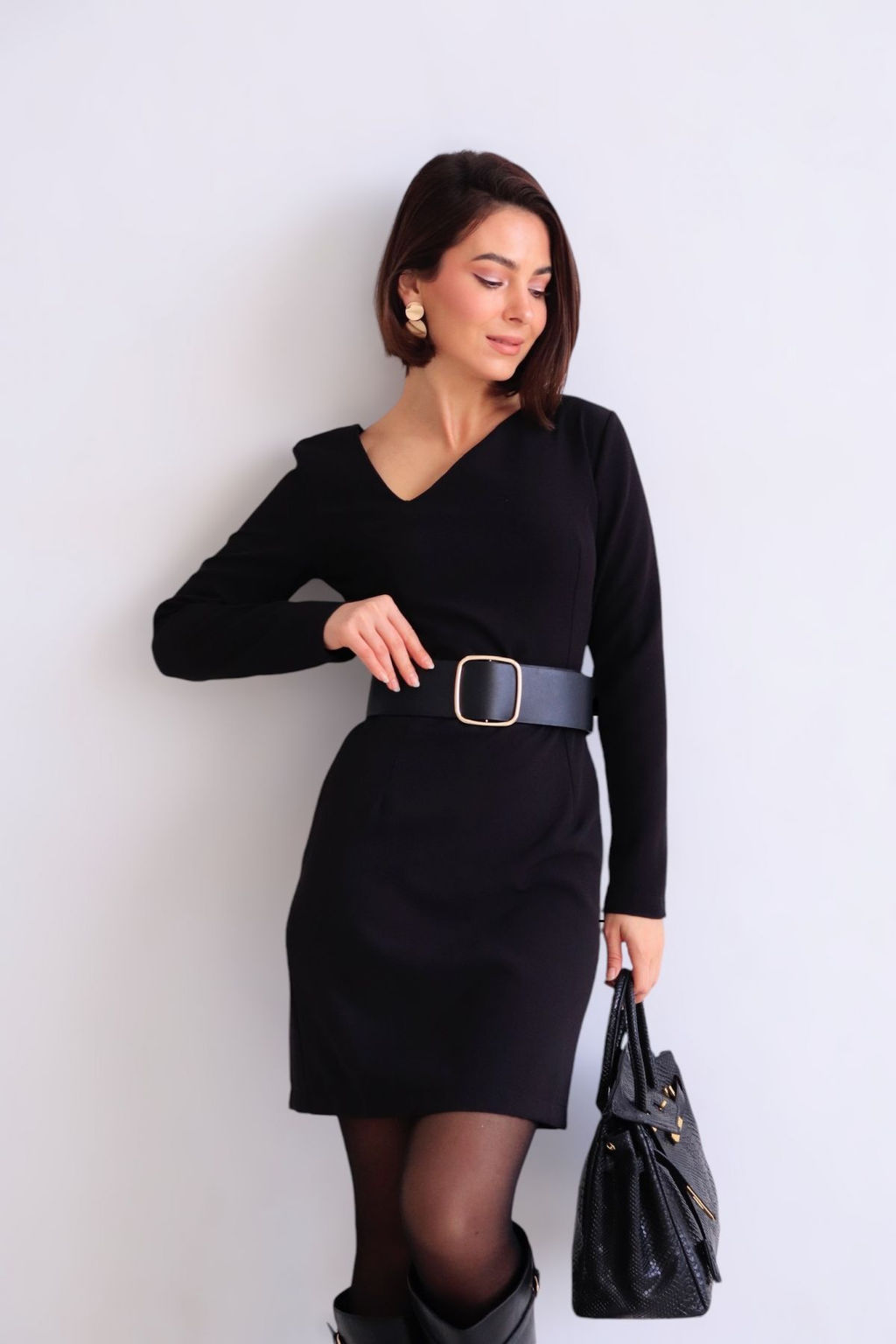 Платье чёрное с асимметричным вырезом - Martichelli фото 24