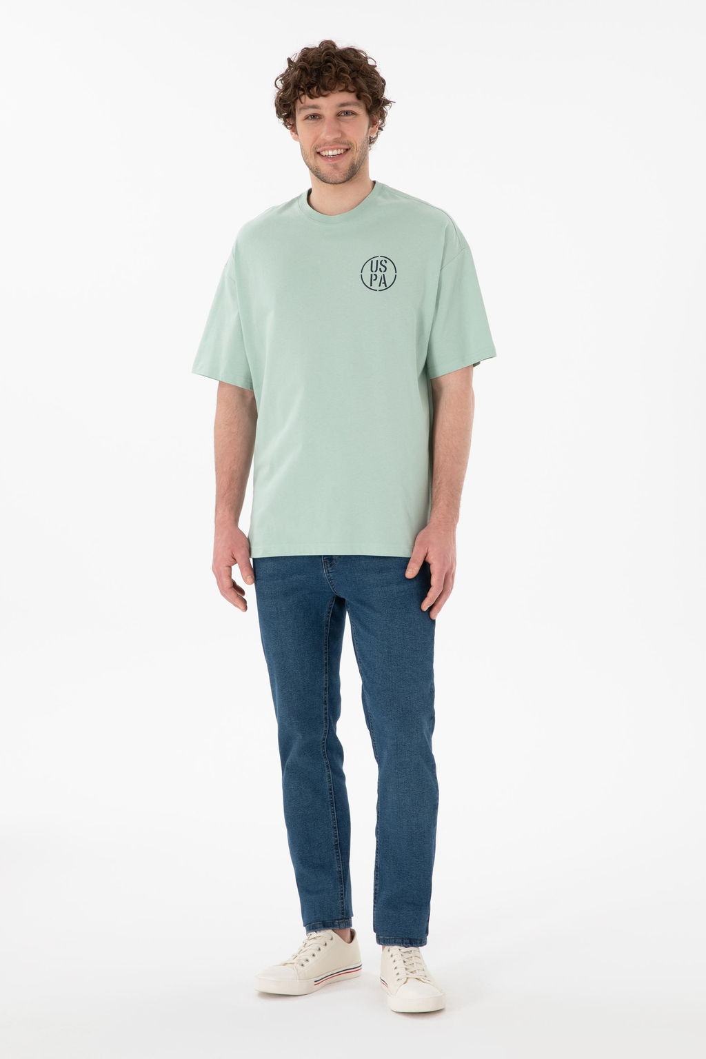 Erkek Oversize Fit Bisiklet Yaka Su Ye_ili Ti__rt Sepette S_rpriz _ndirim - U.s. polo assn фото 5