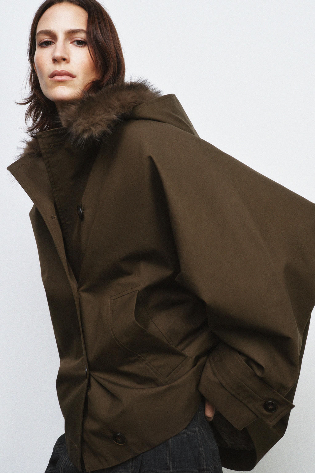 ZW COLLECTION FAUX SHEEPSKIN COLLAR PARKA - Zara фото 11