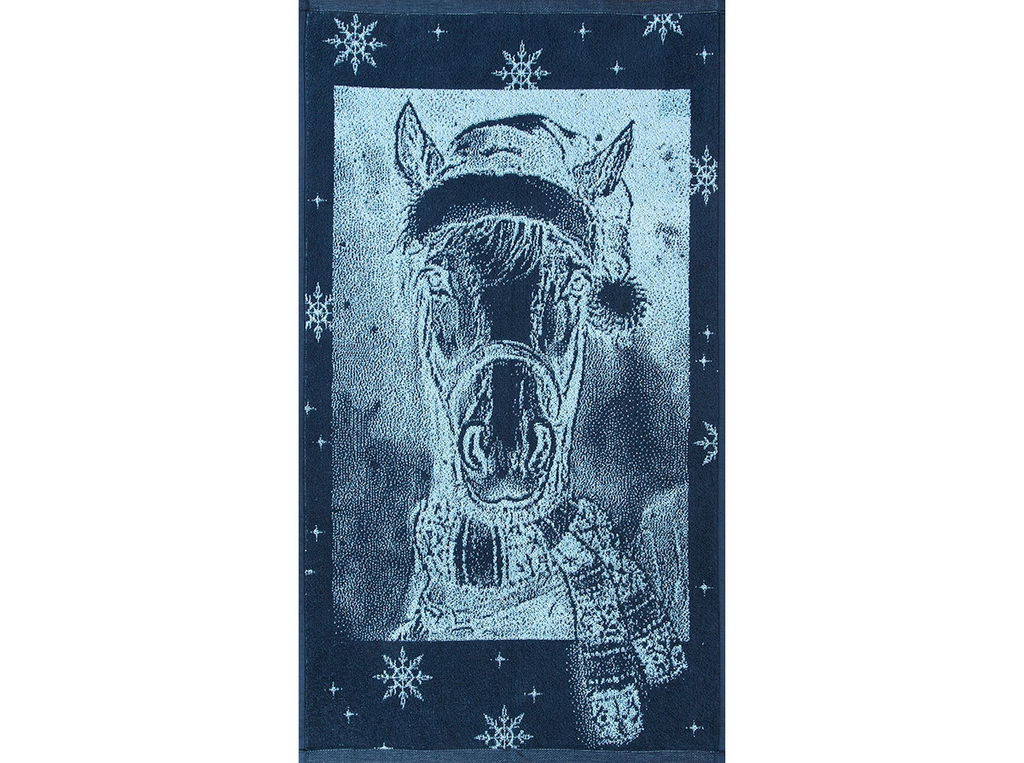 Полотенце махровое 6с103.412ж1 Лошадь новогодняя(джинс) 50х90см