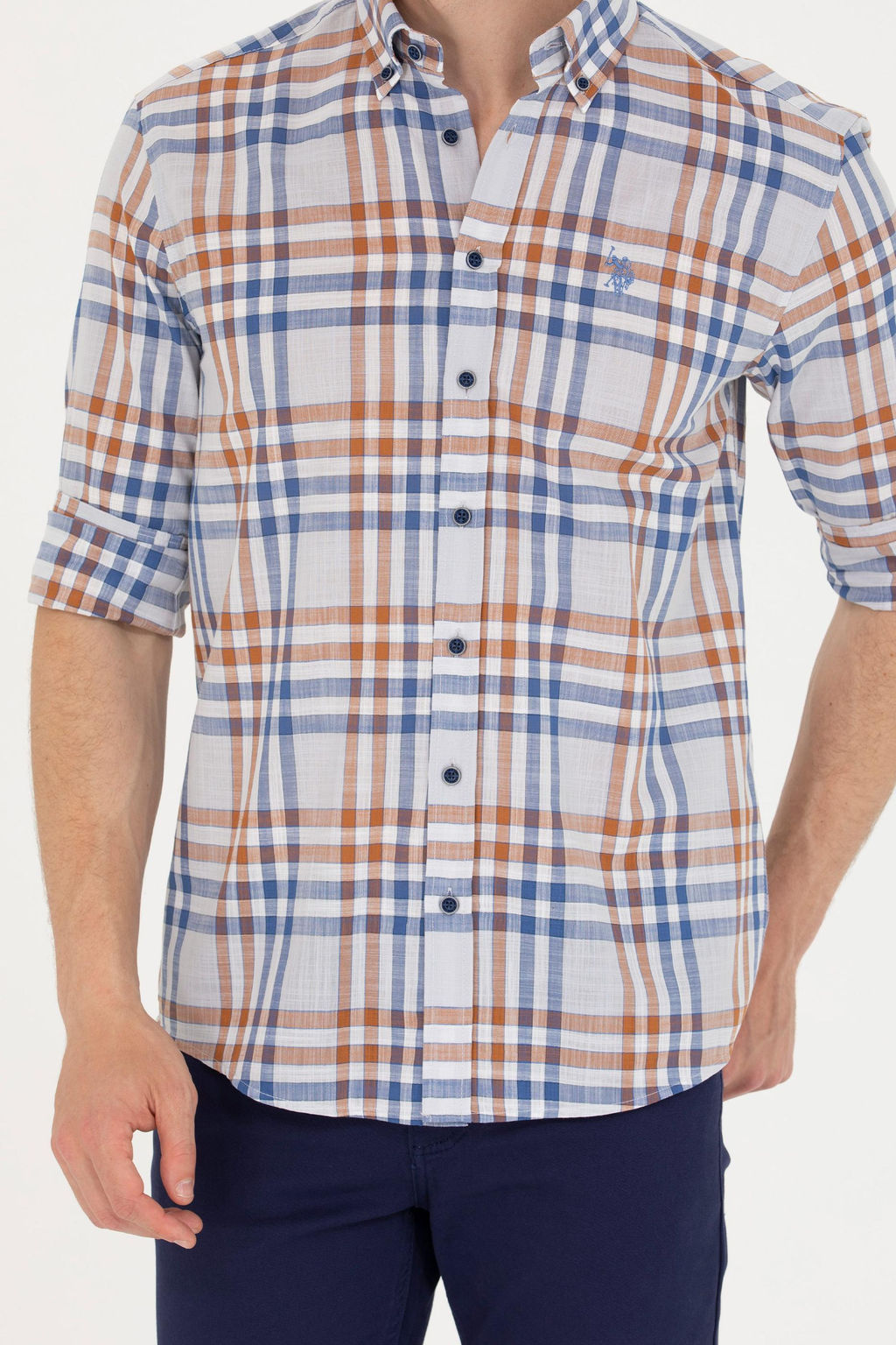 U. S. Polo Assn Мужская рубашка в клетку с камнем - U.s. polo assn фото 6