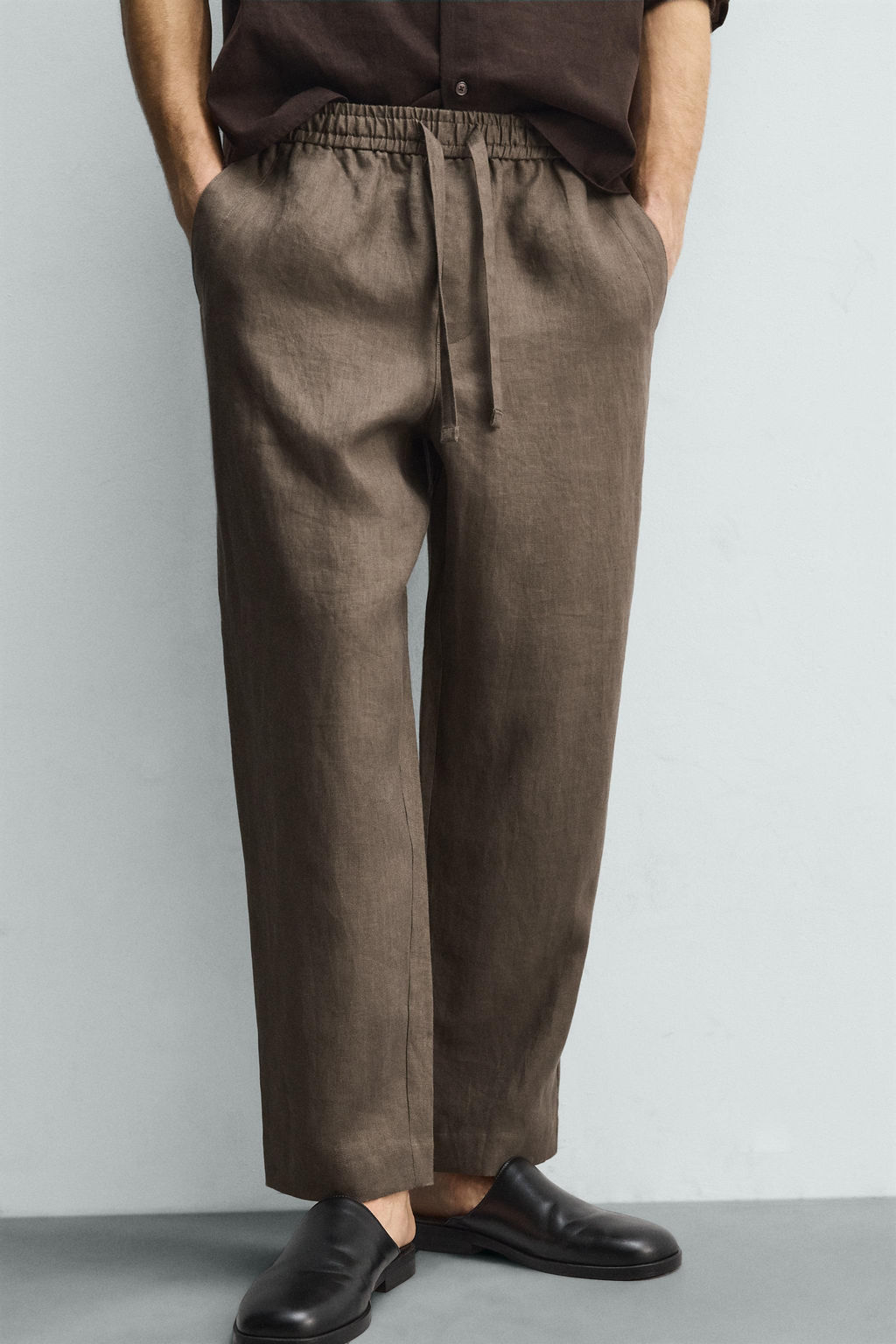 PANTAL?N RELAXED FIT 100% LINO / Marr?n / Topo - Zara фото 6