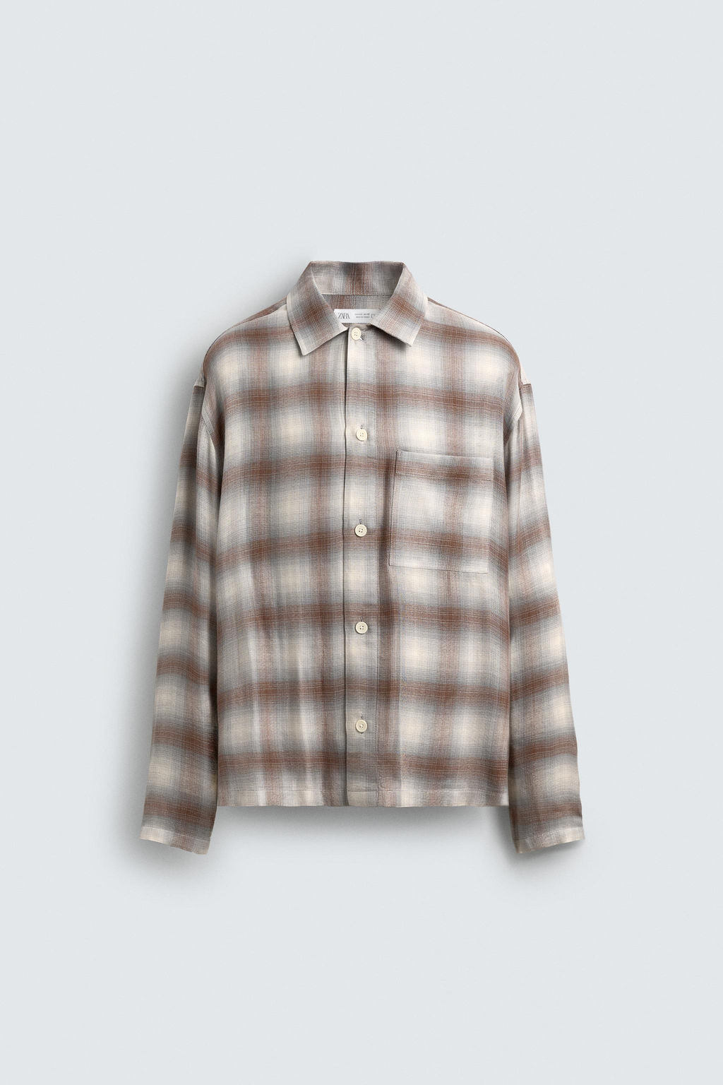 Рубашка CAMISA CUADROS BOLSILLO серый молочный