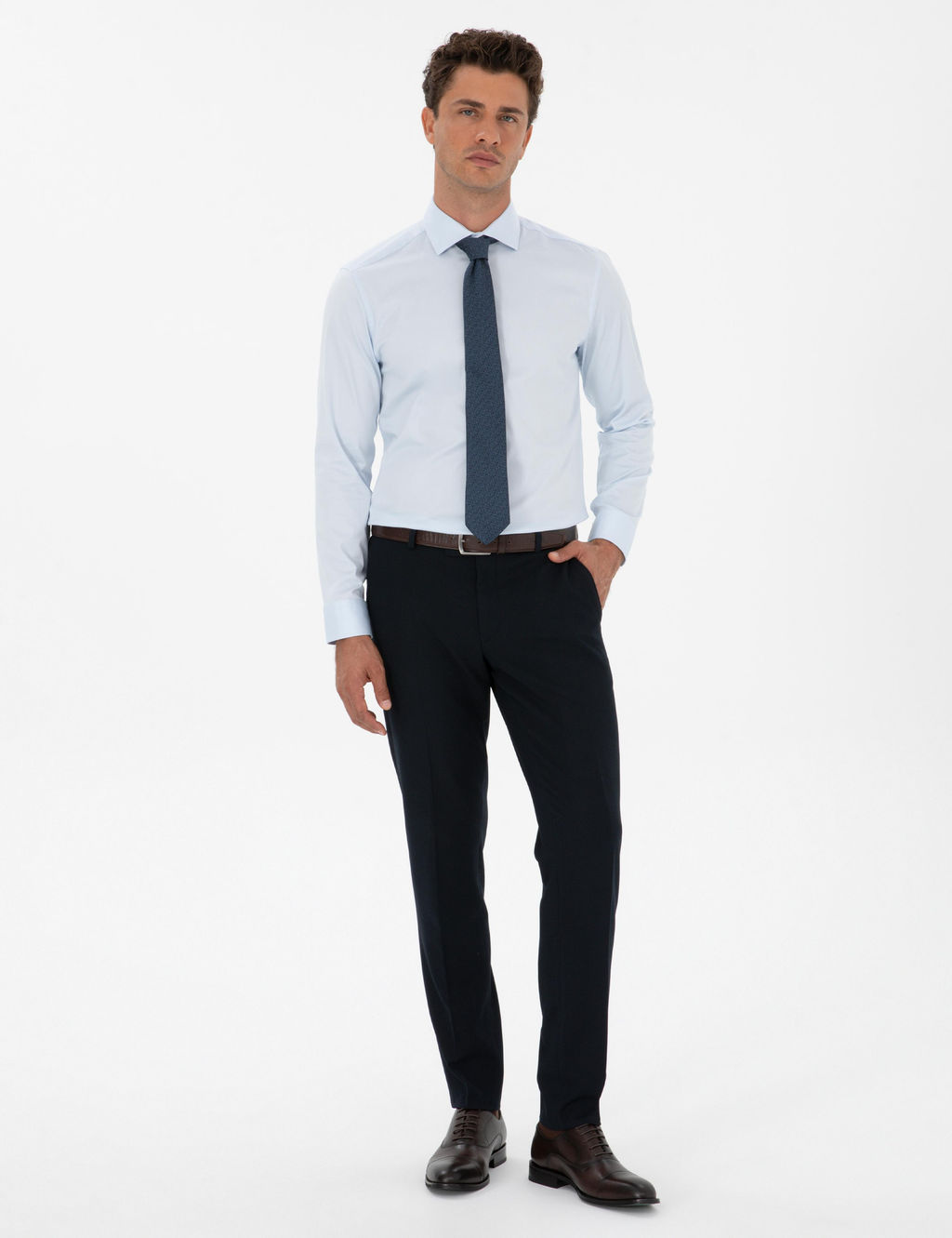 A__k Mavi Slim Fit Uzun Kollu Basic G_mlek - Pierre cardin фото 11