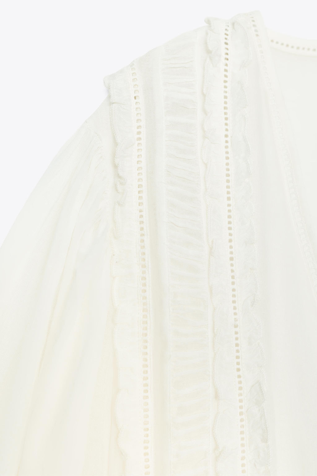 ZW COLLECTION ROMANTIC LADDER STITCH SHIRT - Zara фото 14