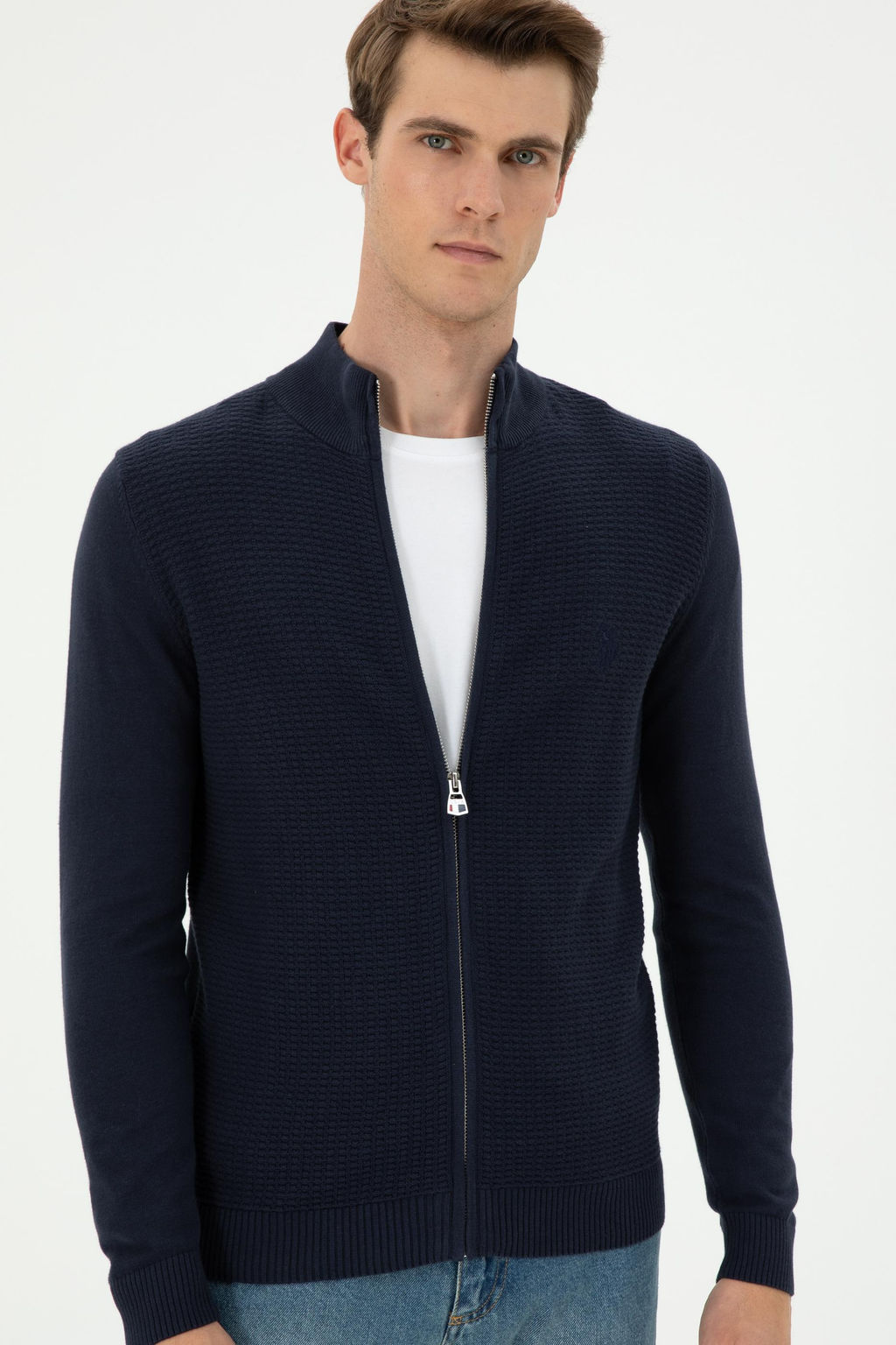 Мужской темно-синий базовый трикотажный кардиган Неожиданная скидка в корзине - U.s. polo assn фото 3