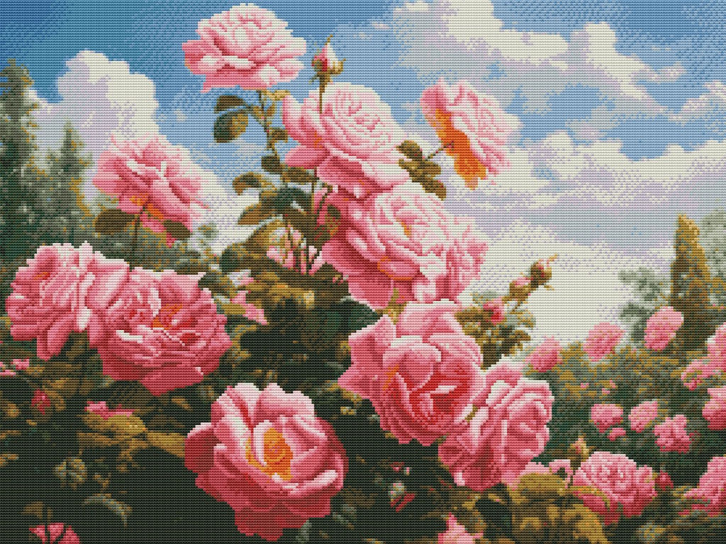 Вышивка крестиком 40х50см, Розы