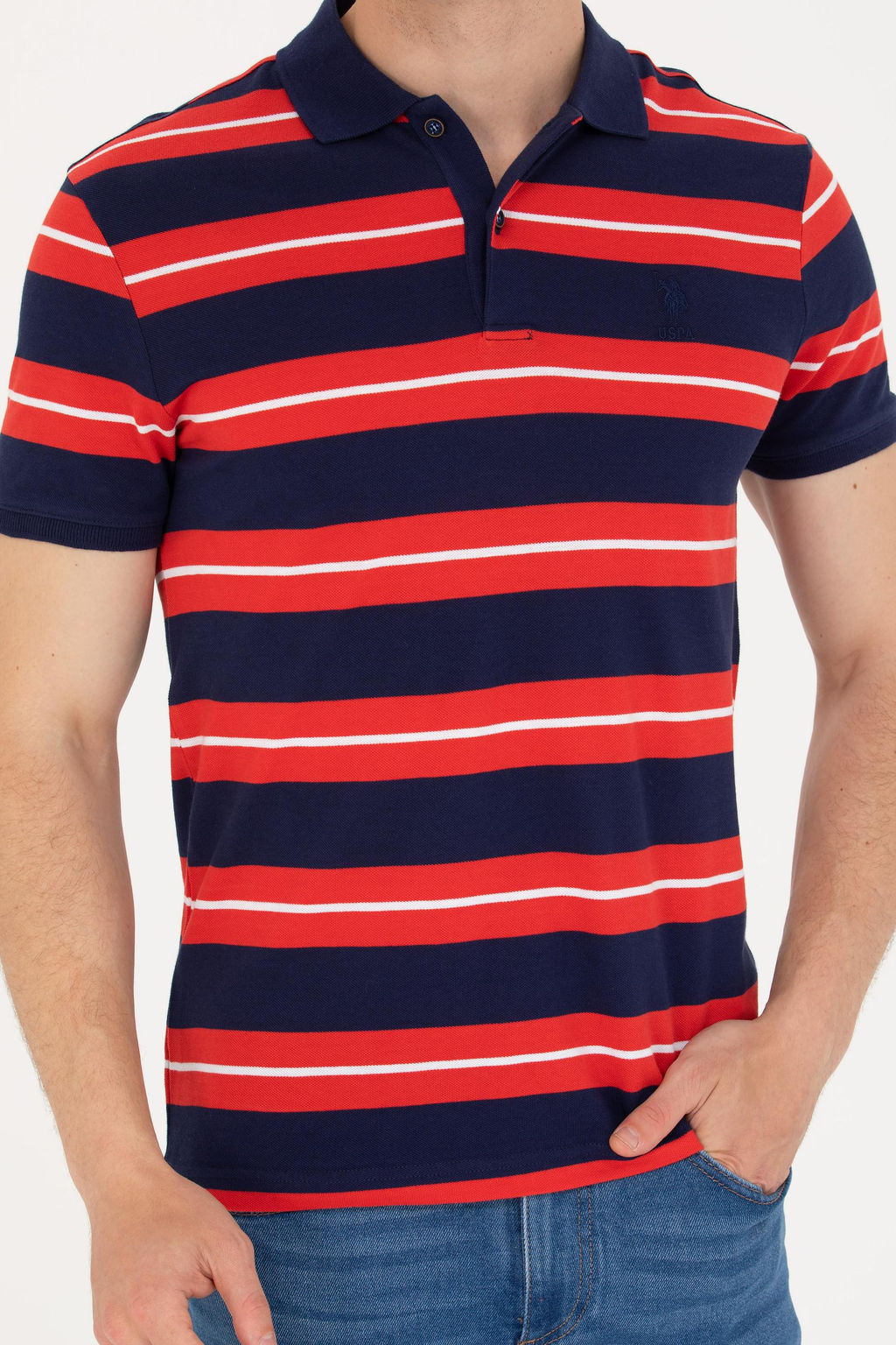 U. S. Polo Assn Мужская темно-синяя футболка с воротником-поло - U.s. polo assn фото 6