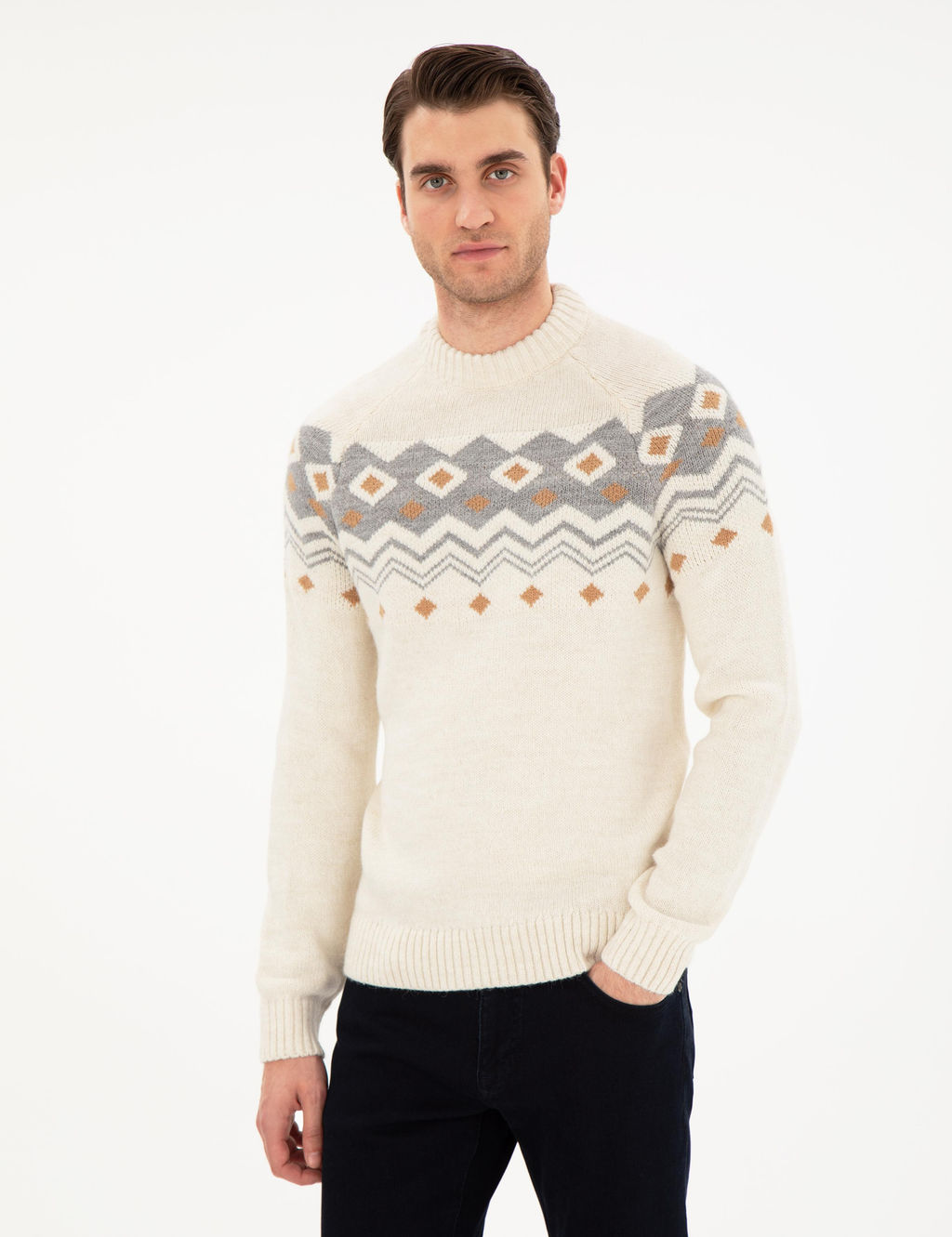 Ekru Slim Fit Kazak - Pierre cardin фото 3