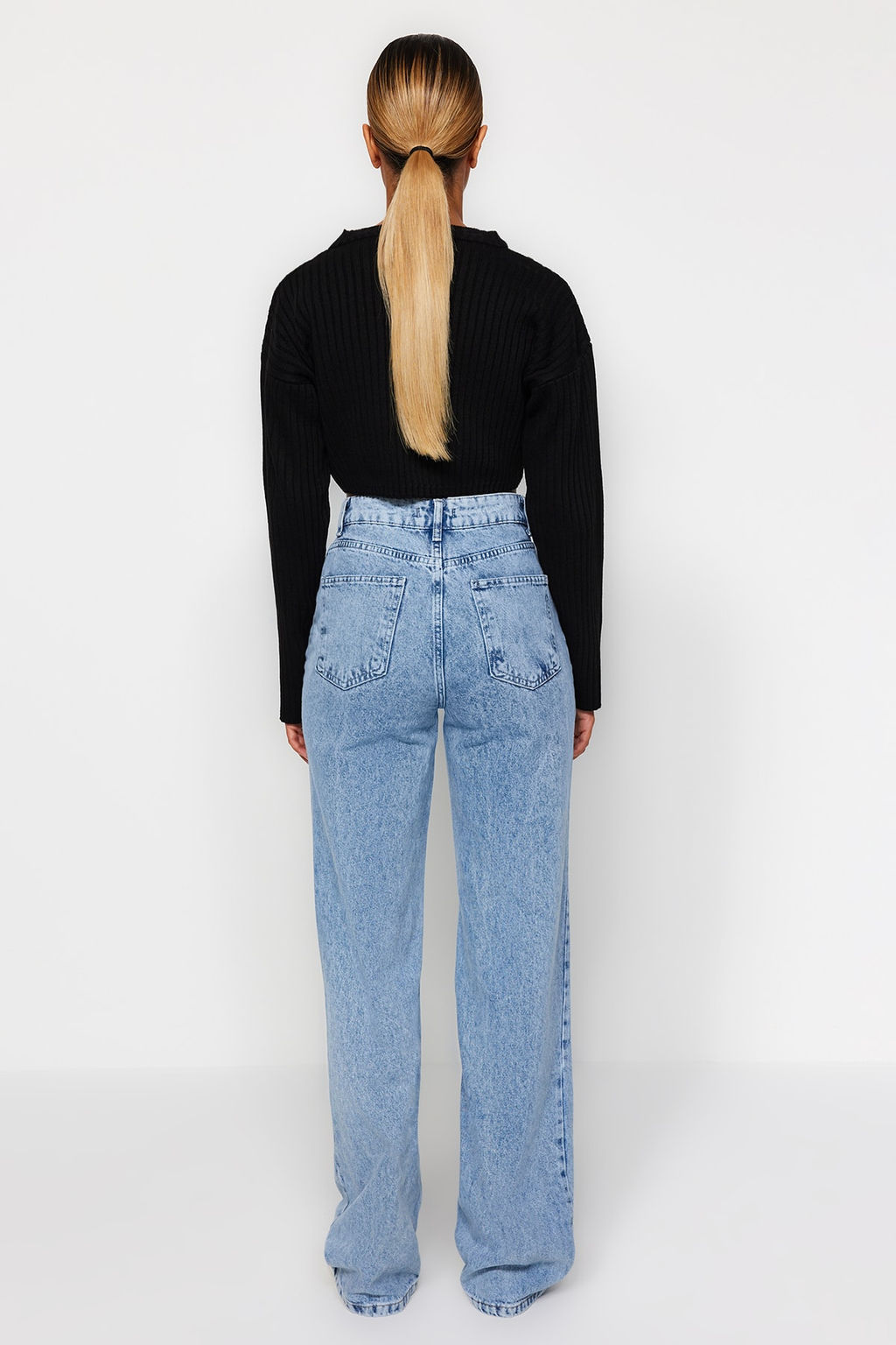 Ac?k Mavi Yuksek Bel Wide Leg Genis Paca %100 Pamuk Non-Stretch Jeans TWOAW24JE00074