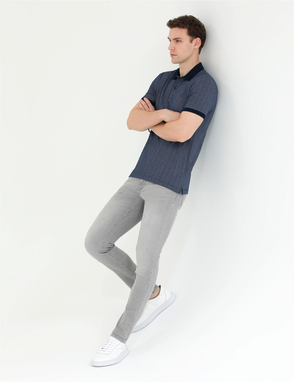 Lacivert Slim Fit Polo Yaka Ti__rt