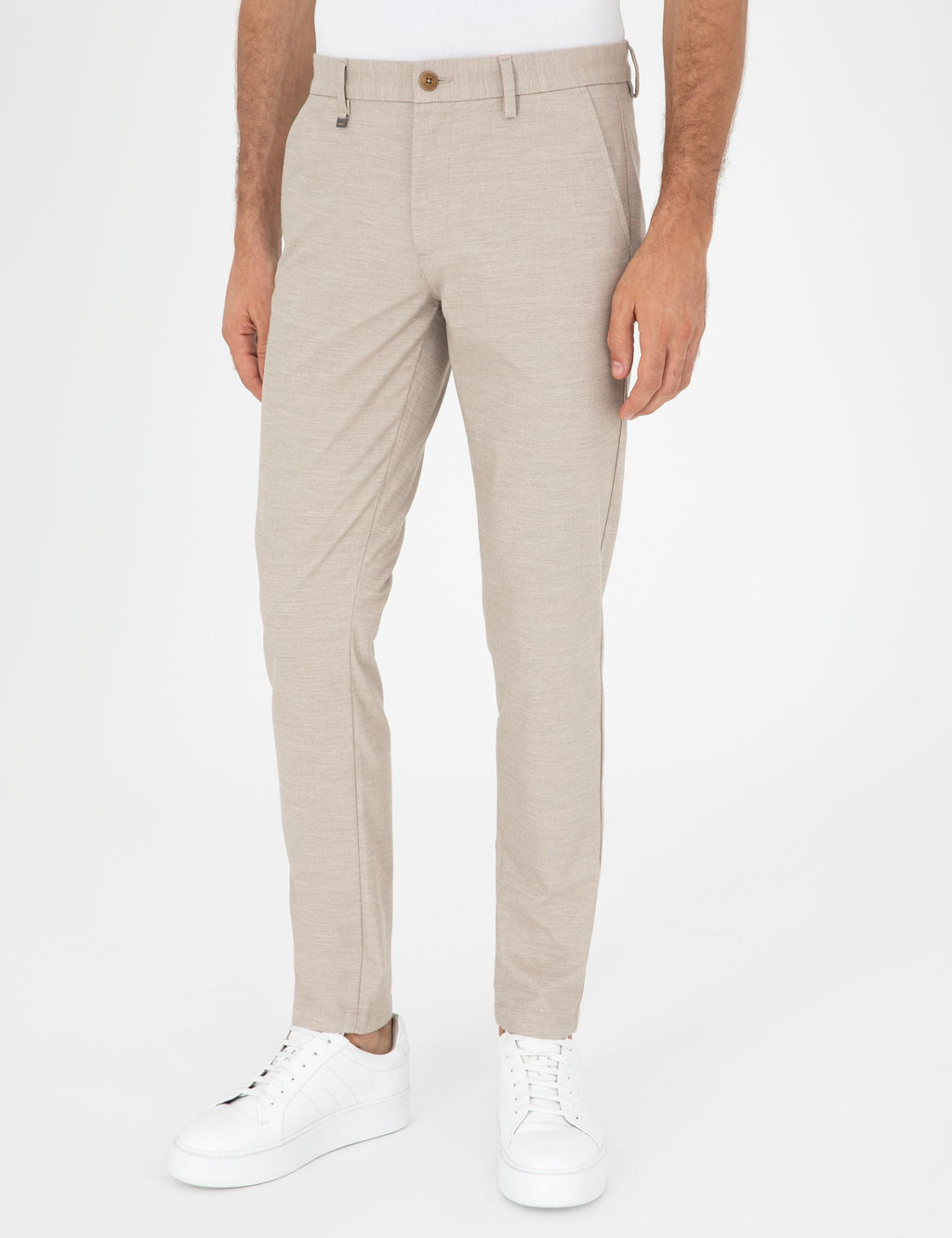 Бежевые зауженные брюки из плотной ткани - Cacharel фото 2