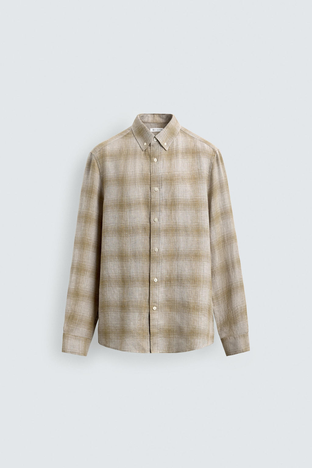 CAMISA CUADROS MEZCLA LINO / Crudo/Amarillo - Zara фото 7