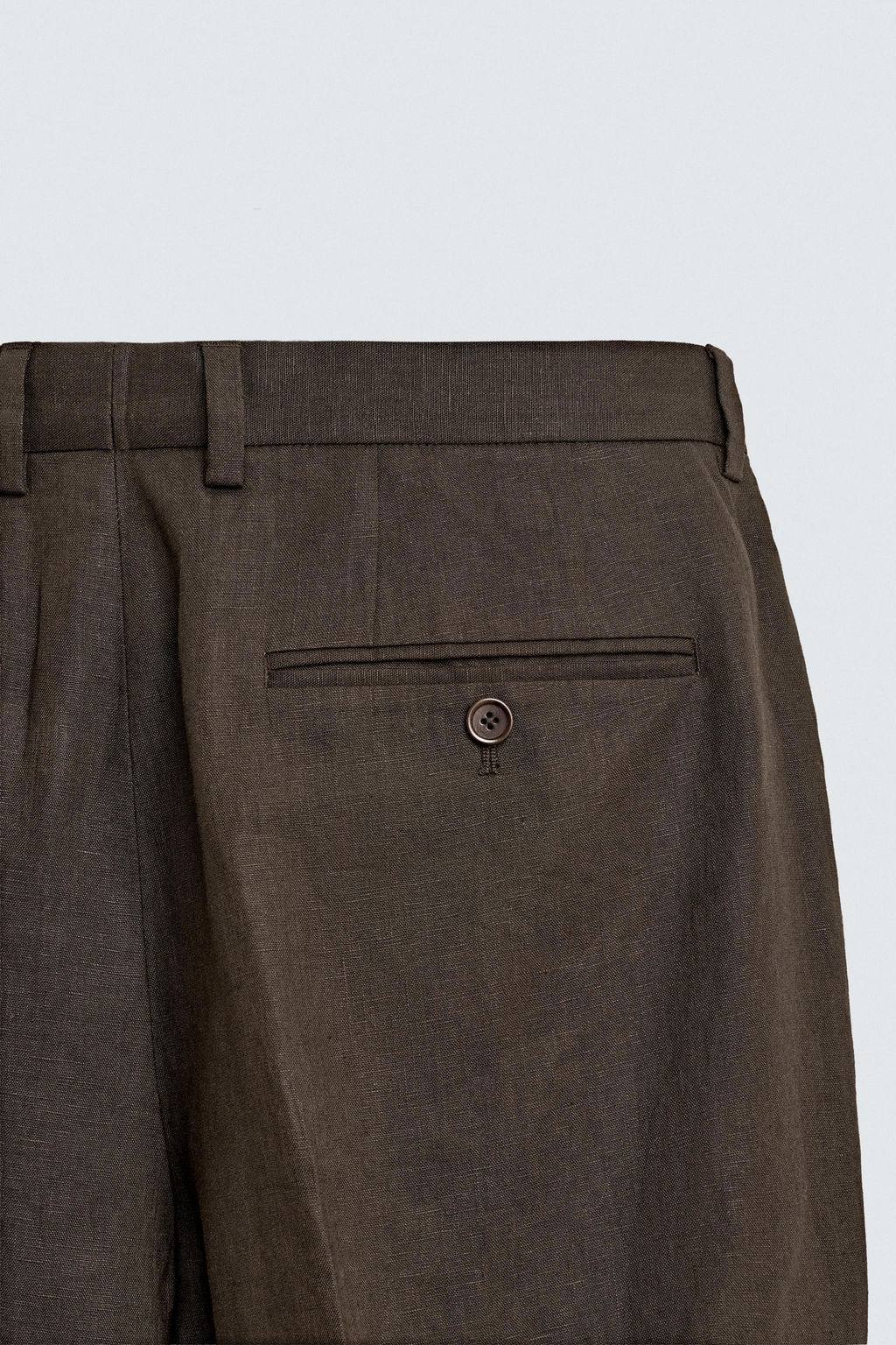 PANTAL?N TRAJE 100% LINO / Marr?n oscuro - Zara фото 8