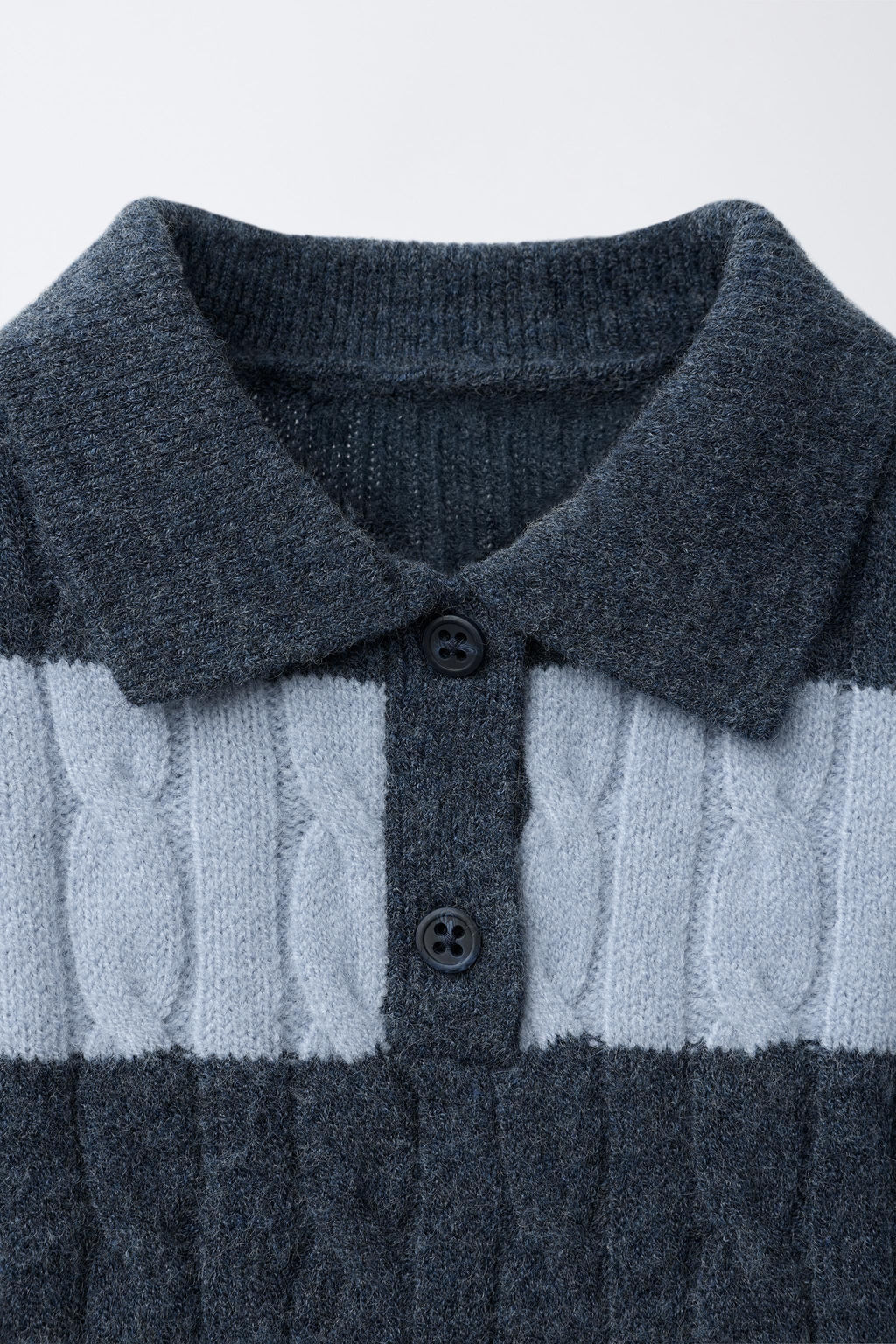 CABLE-KNIT STRIPED POLO JUMPER - Zara фото 3