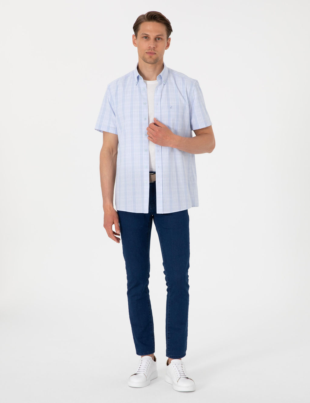 A__k Mavi Regular Fit Kareli K_sa Kollu G_mlek - Pierre cardin фото 4