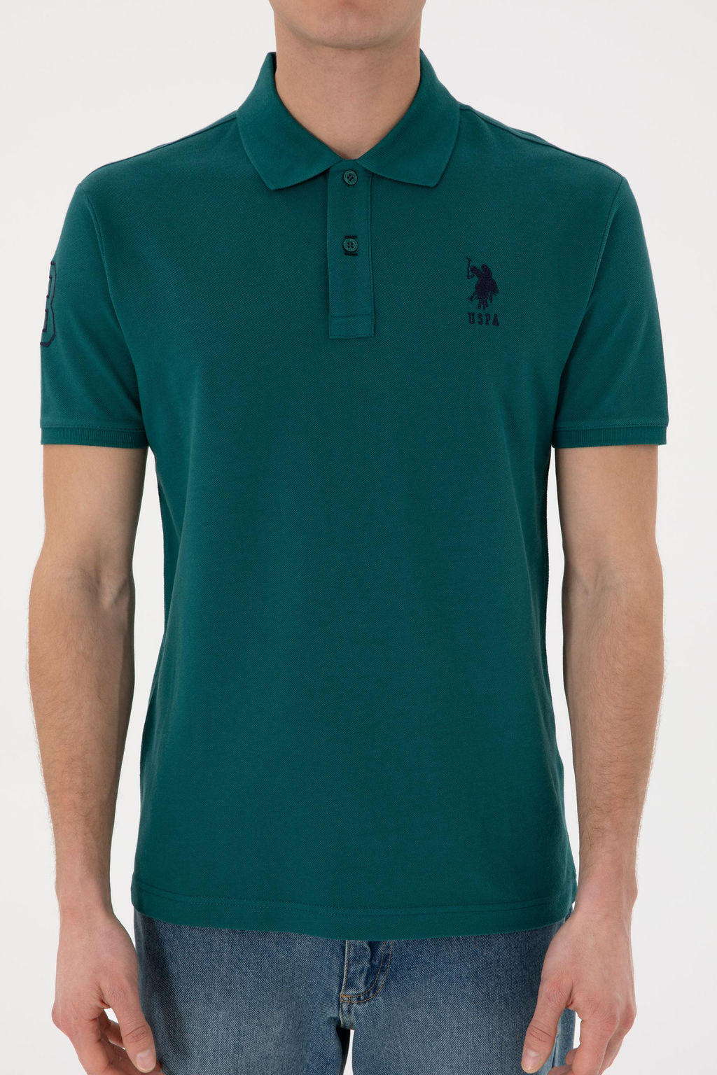 Erkek Slim Fit Polo Yaka Koyu Ye_il Basic Ti__rt Sepette S_rpriz _ndirim - U.s. polo assn фото 7