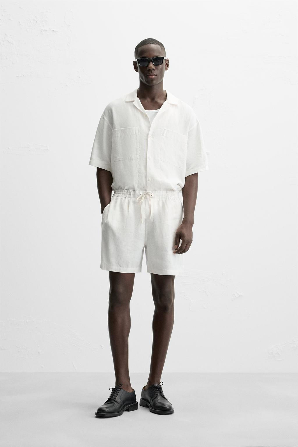 100% LINEN BERMUDA SHORTS