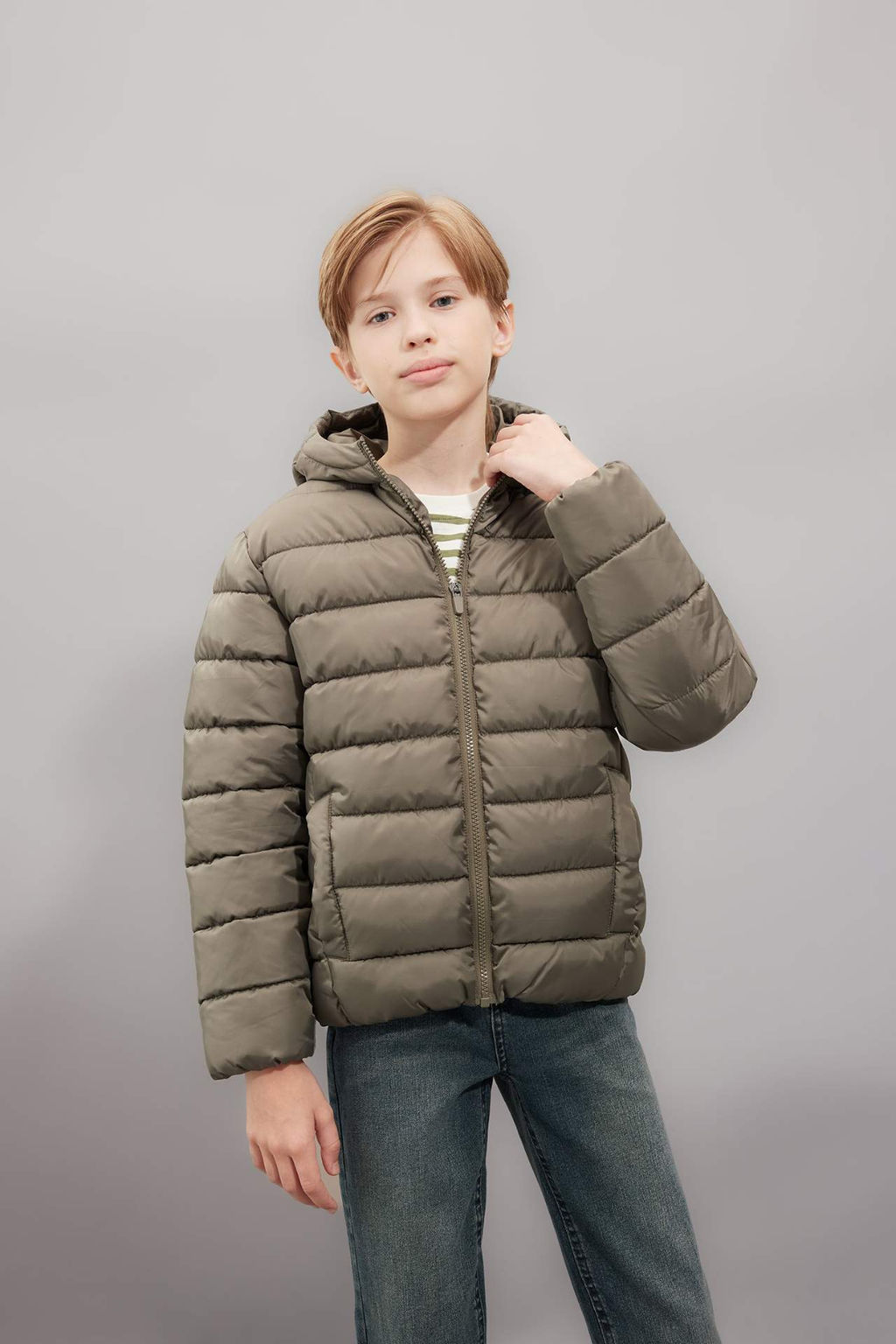 Erkek Cocuk Su Itici Kapusonlu Basic Sisme Mont - Defacto фото 4